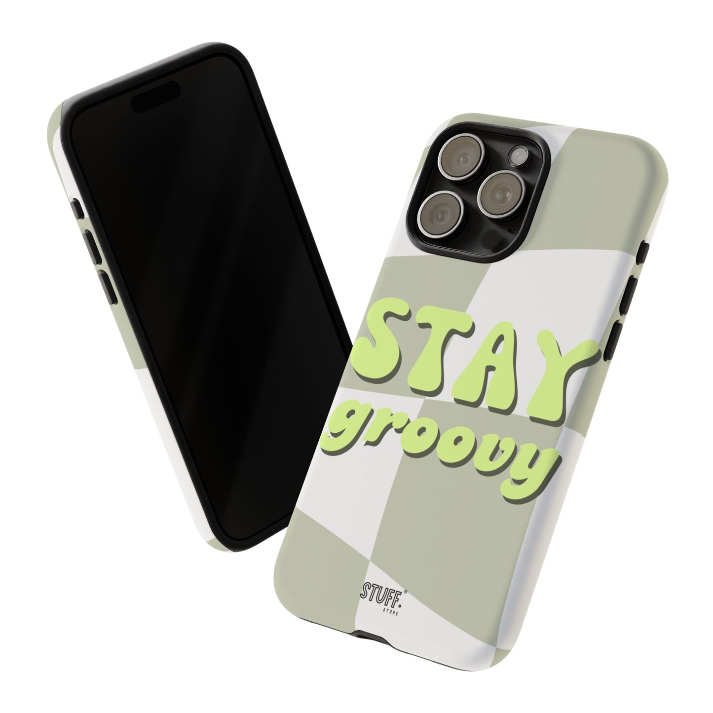 Groovy Case | Coque résistante double protection avec Design Rétro en Damier - Vert