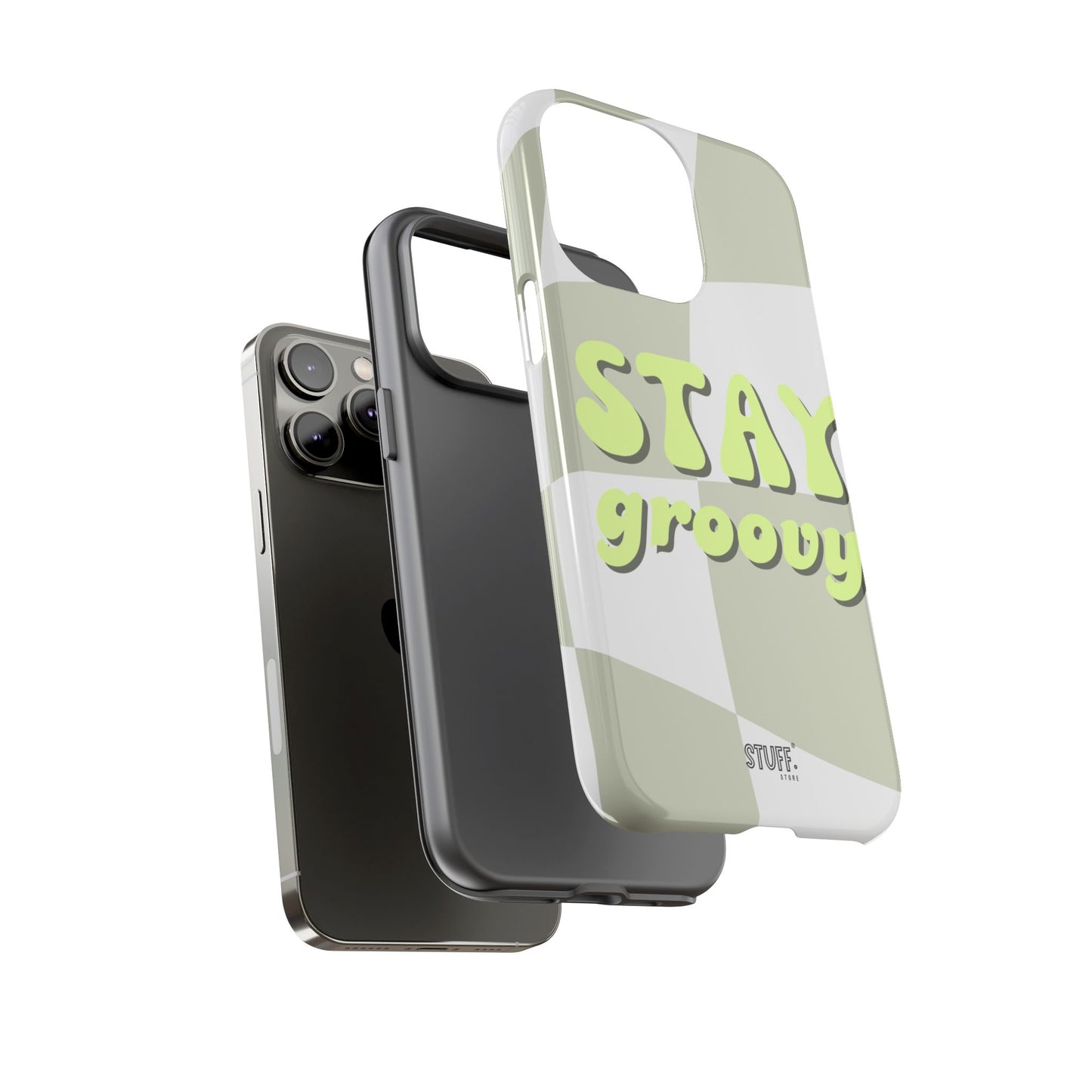 Groovy Case | Coque résistante double protection avec Design Rétro en Damier - Vert