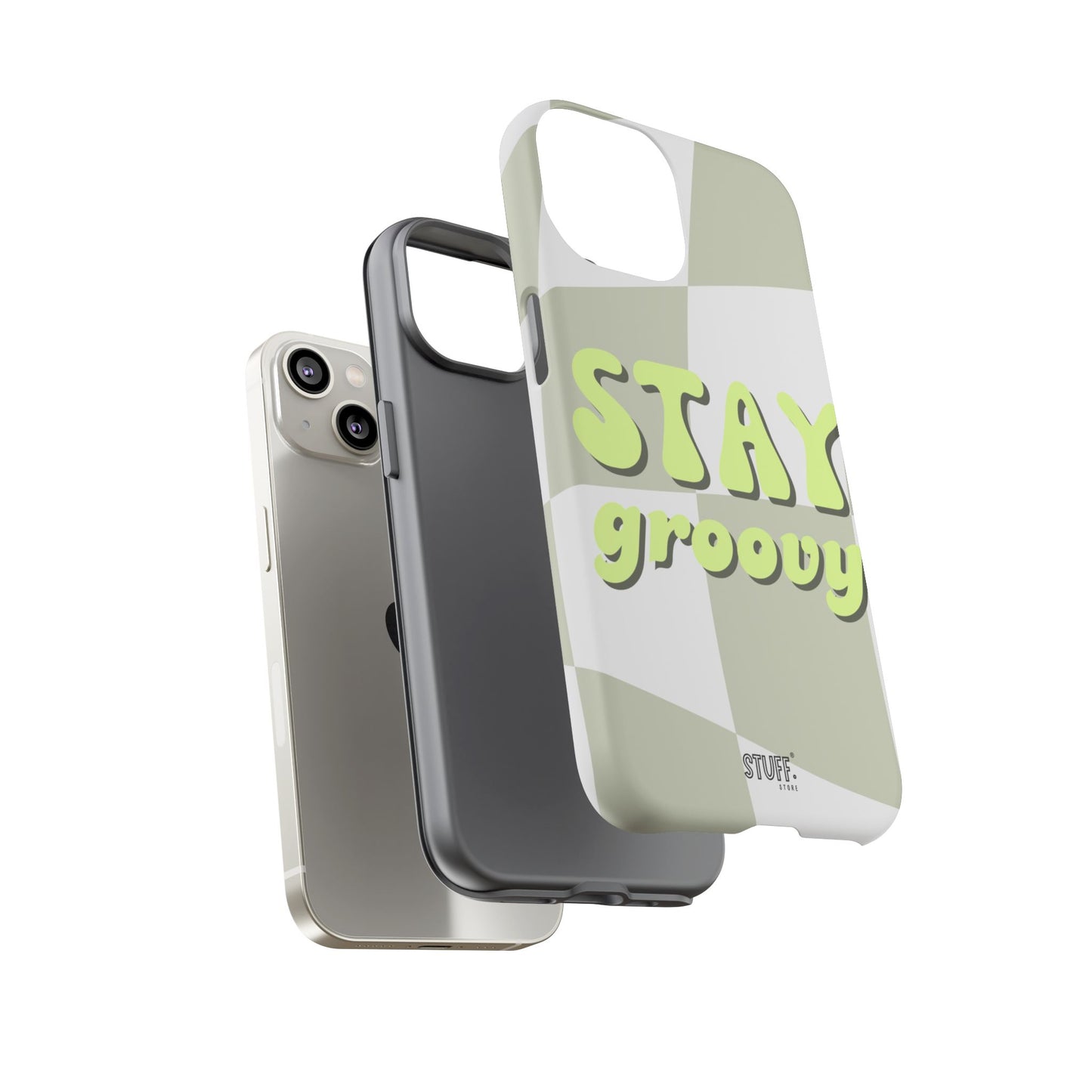 Groovy Case | Coque résistante double protection avec Design Rétro en Damier - Vert