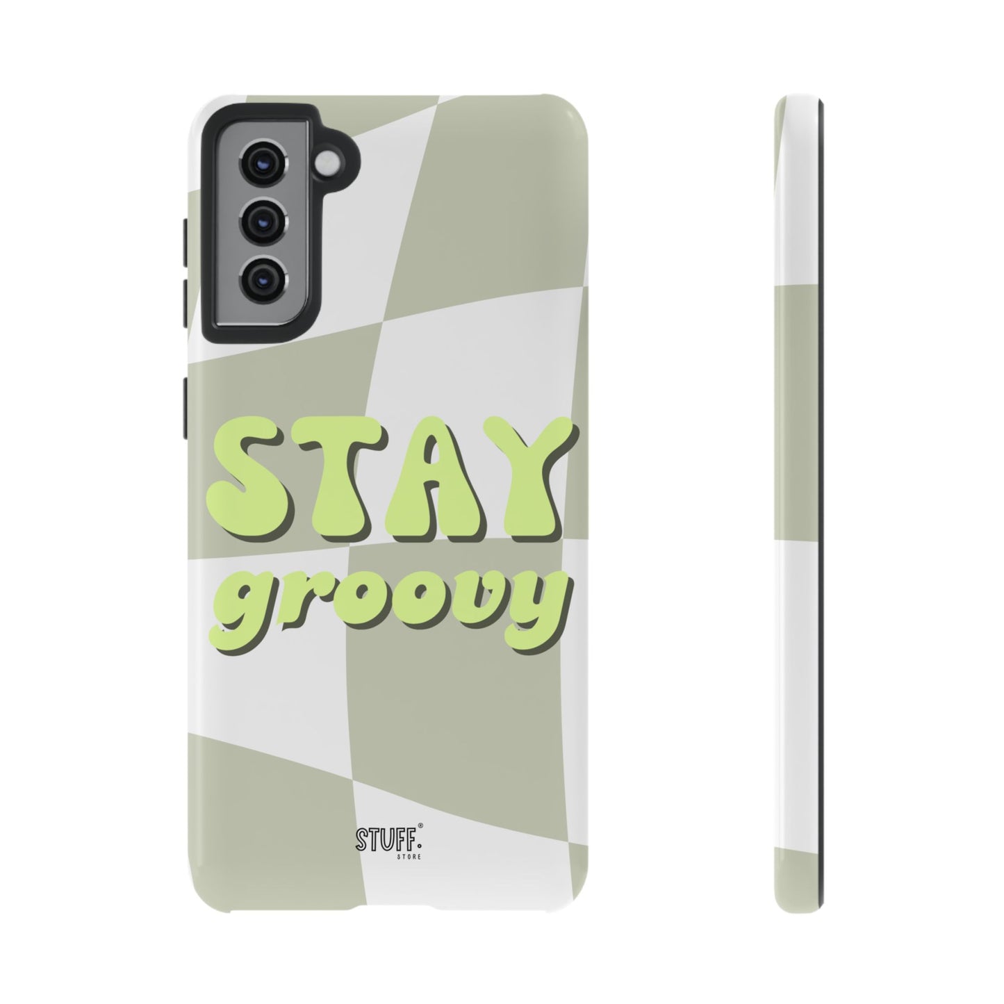 Groovy Case | Coque résistante double protection avec Design Rétro en Damier - Vert