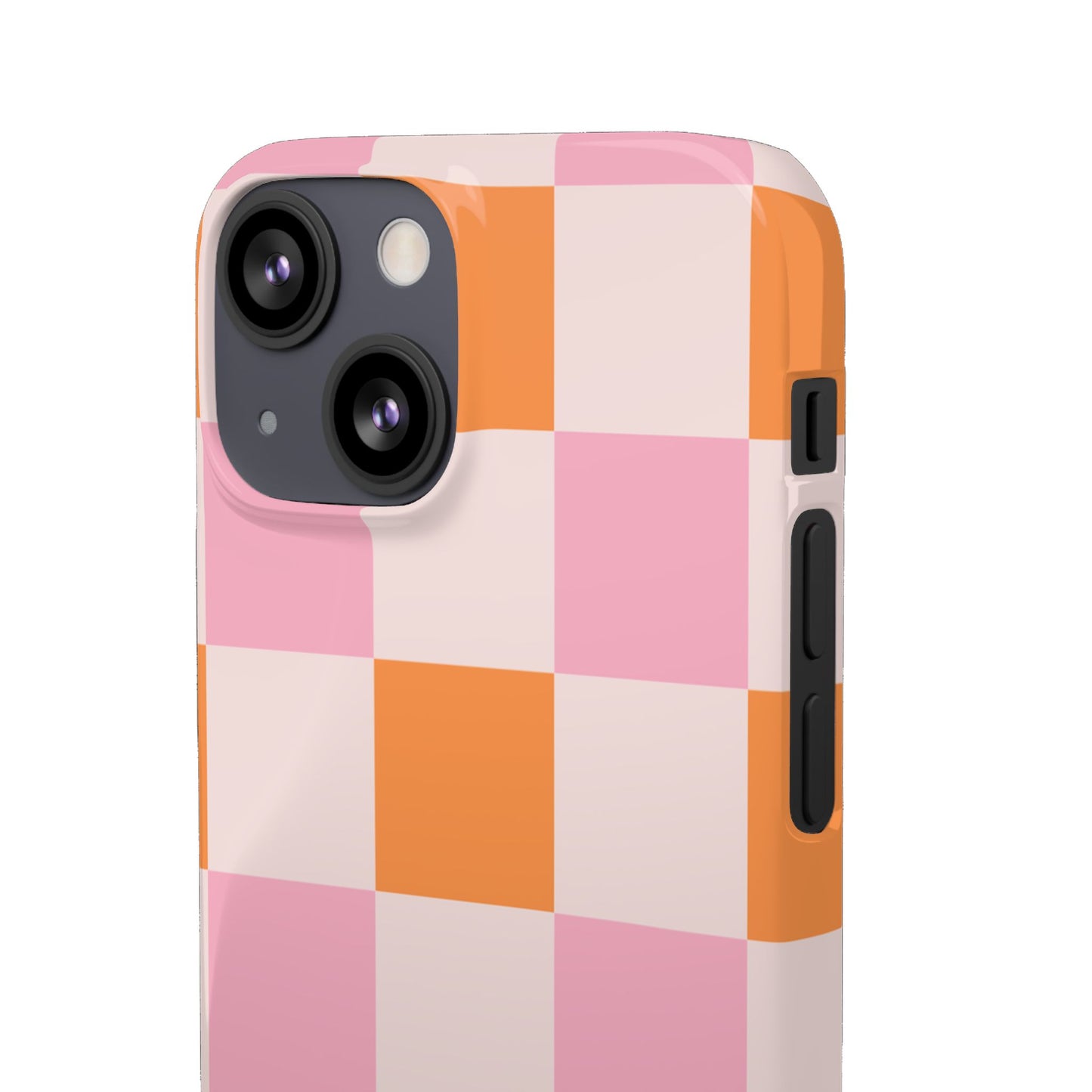 Peachy Case | Coque snap légère et résistante avec Design en Damier - Orange & Rose