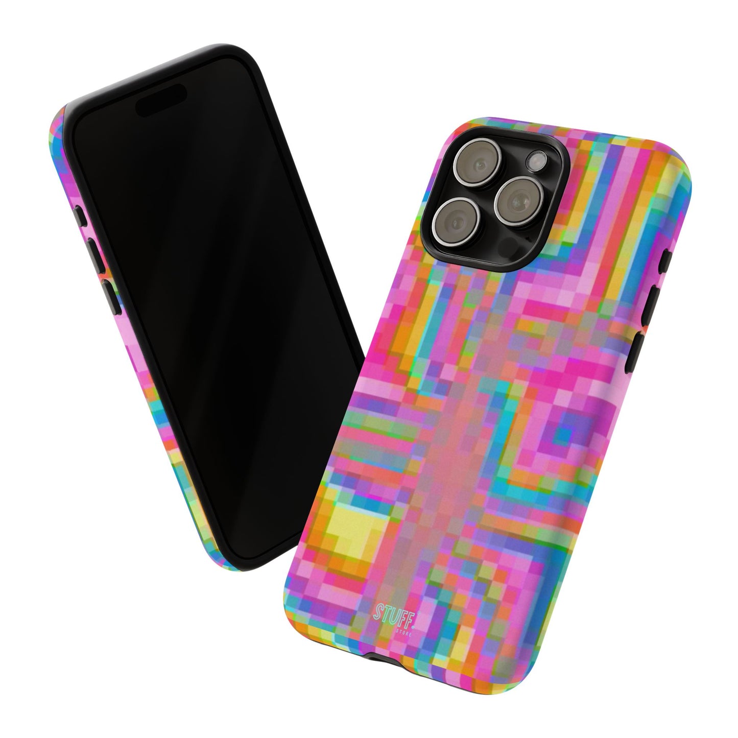 Pixel Case | Coque résistante double protection anti-choc - Motif pixels colorés
