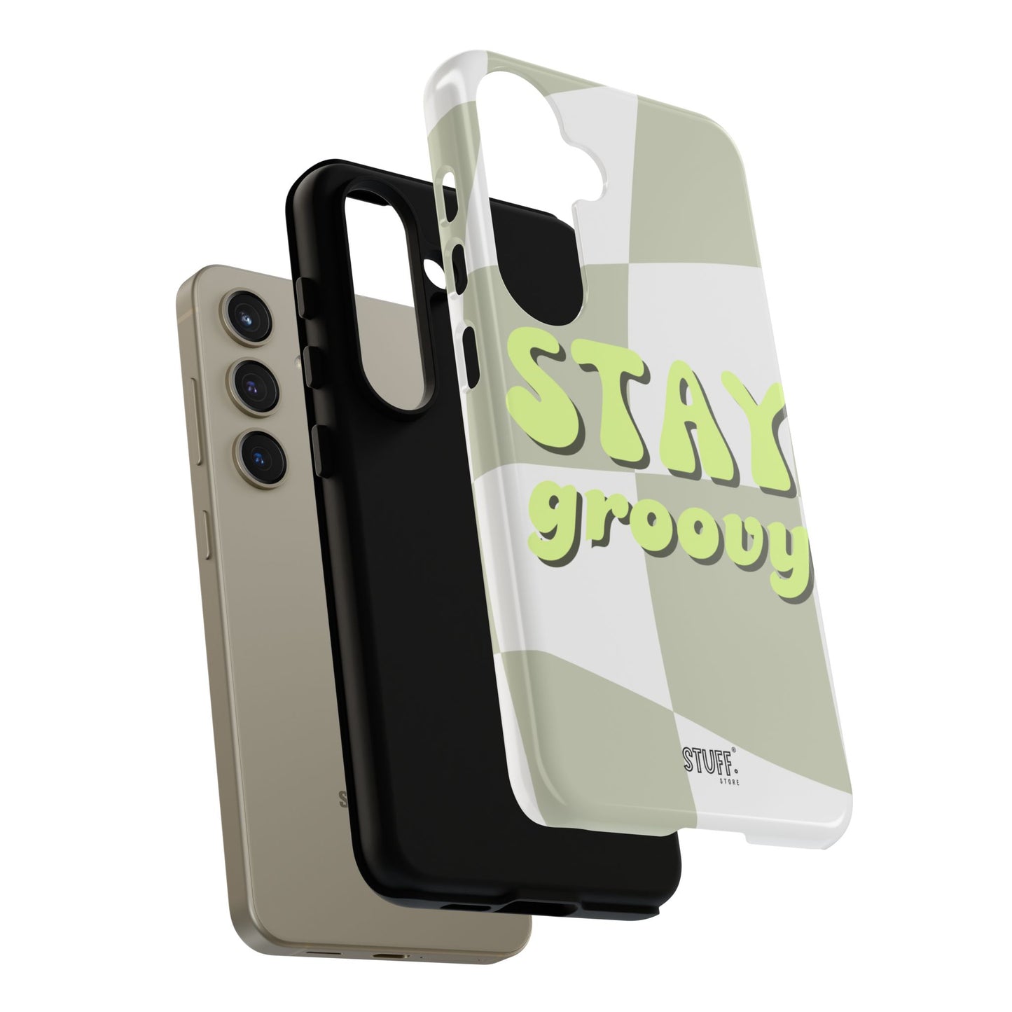 Groovy Case | Coque résistante double protection avec Design Rétro en Damier - Vert