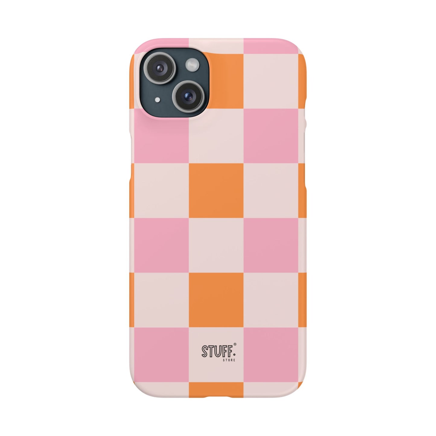 Peachy Case | Coque snap légère et résistante avec Design en Damier - Orange & Rose