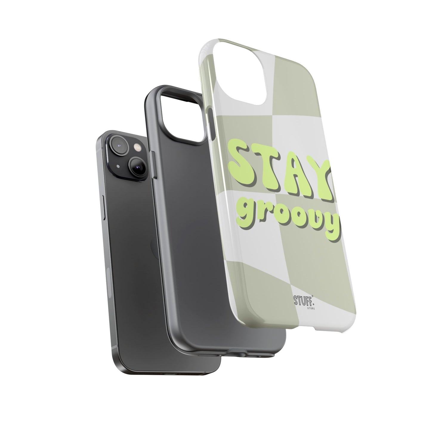 Groovy Case | Coque résistante double protection avec Design Rétro en Damier - Vert