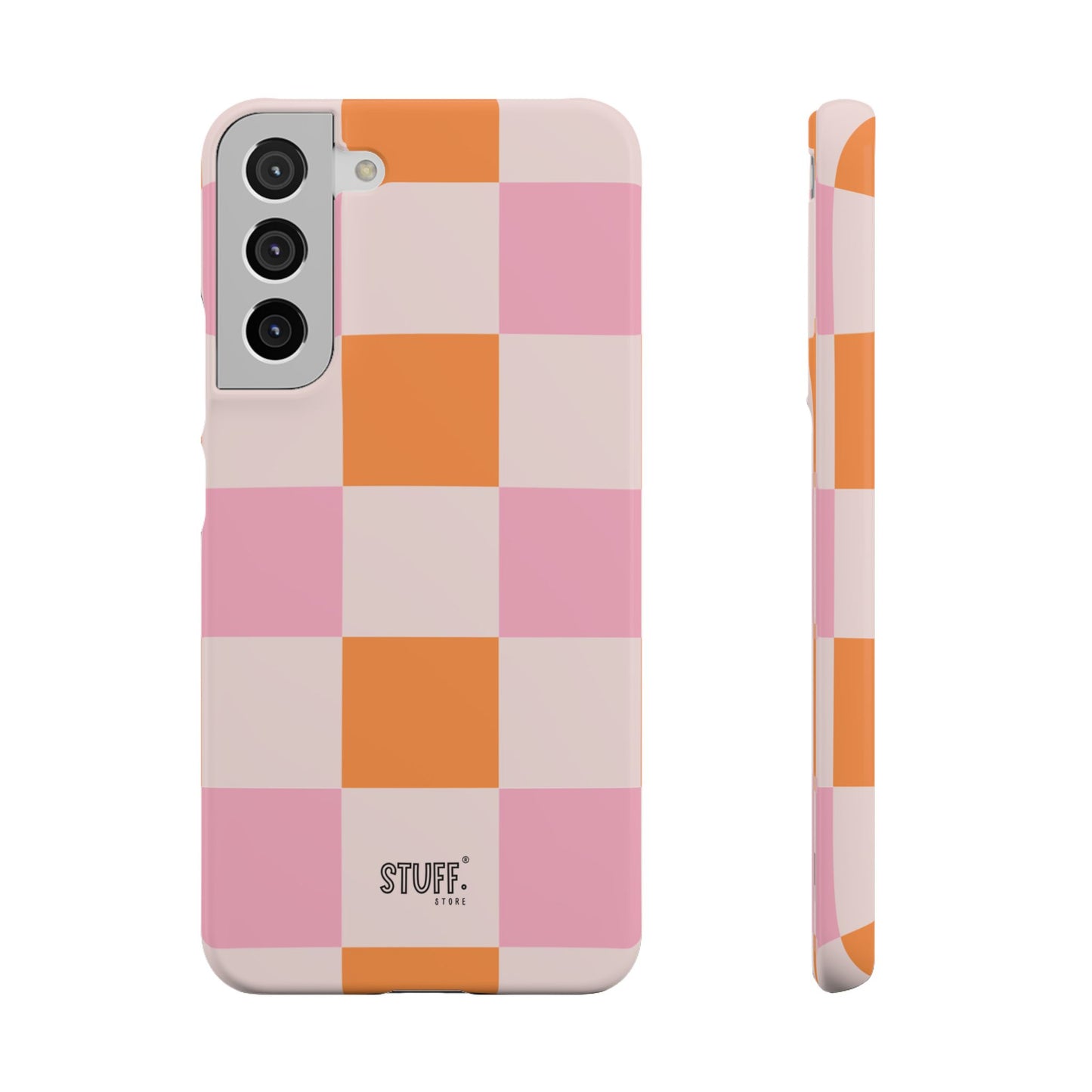 Peachy Case | Coque snap légère et résistante avec Design en Damier - Orange & Rose