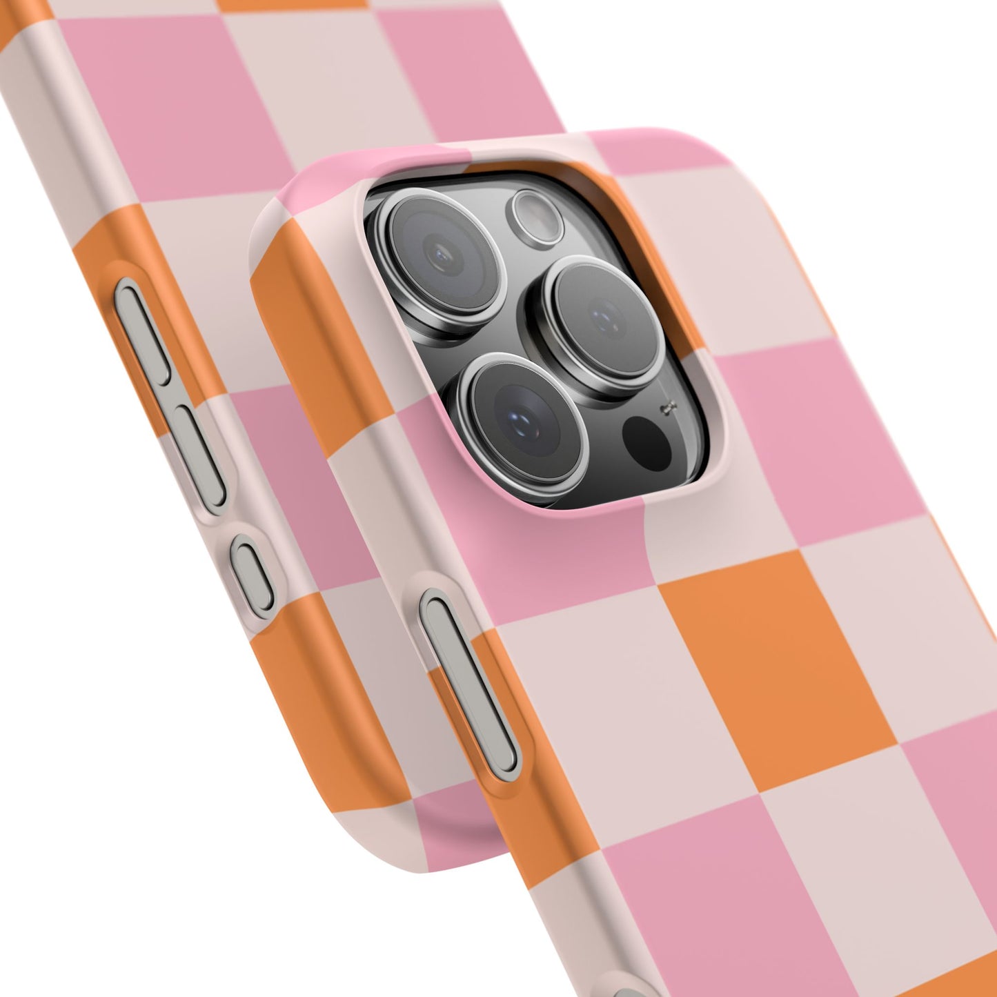 Peachy Case | Coque snap légère et résistante avec Design en Damier - Orange & Rose