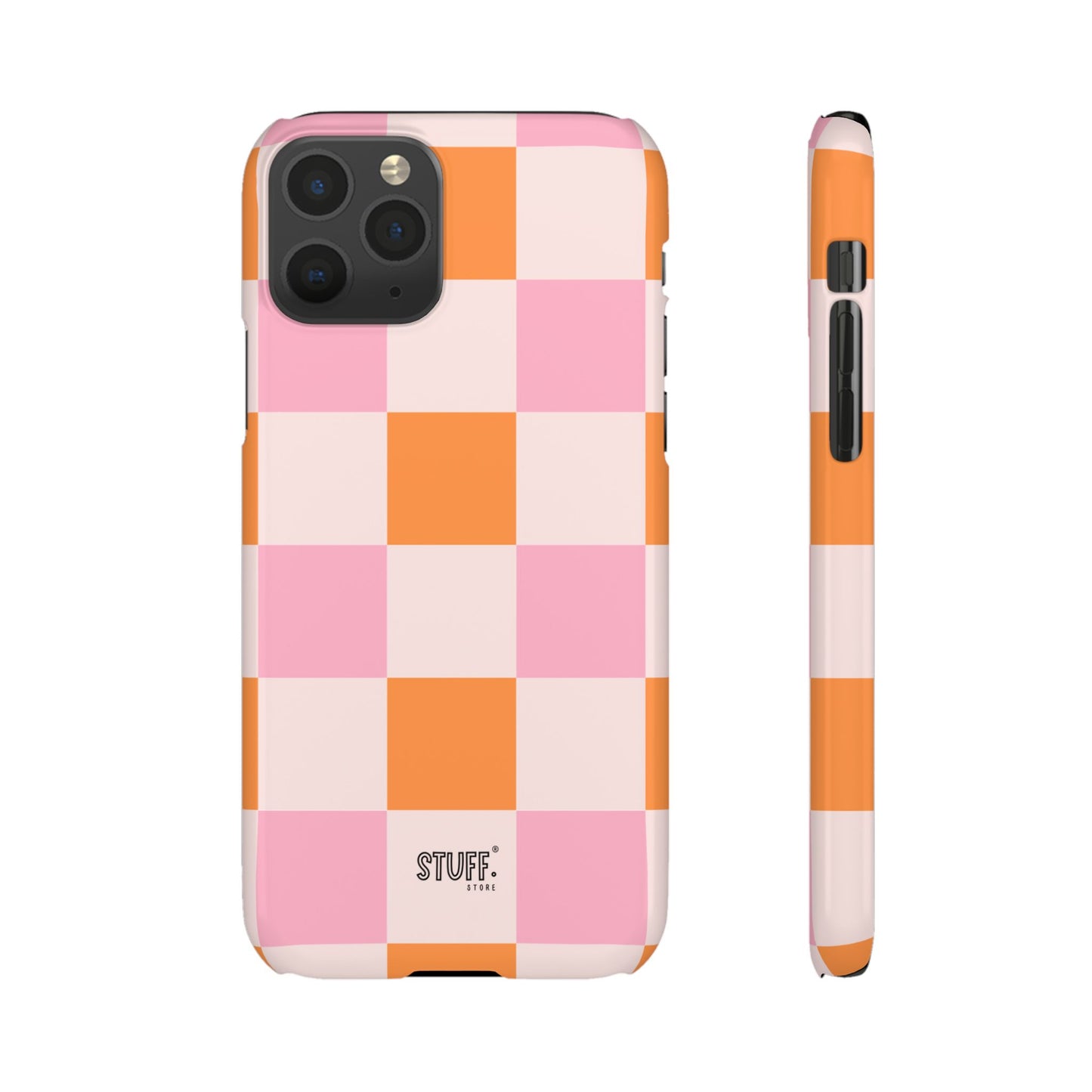 Peachy Case | Coque snap légère et résistante avec Design en Damier - Orange & Rose