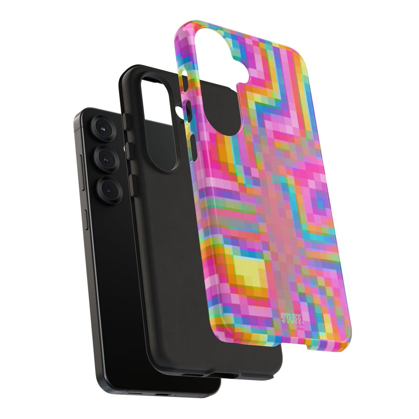 Pixel Case | Coque résistante double protection anti-choc - Motif pixels colorés