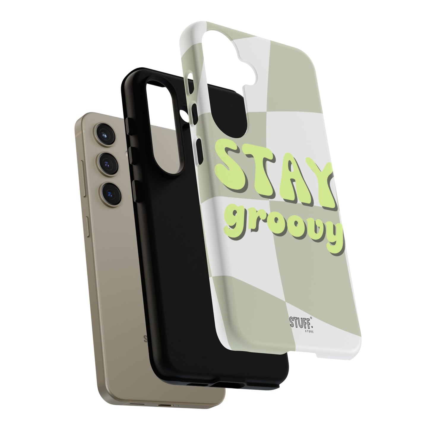 Groovy Case | Coque résistante double protection avec Design Rétro en Damier - Vert