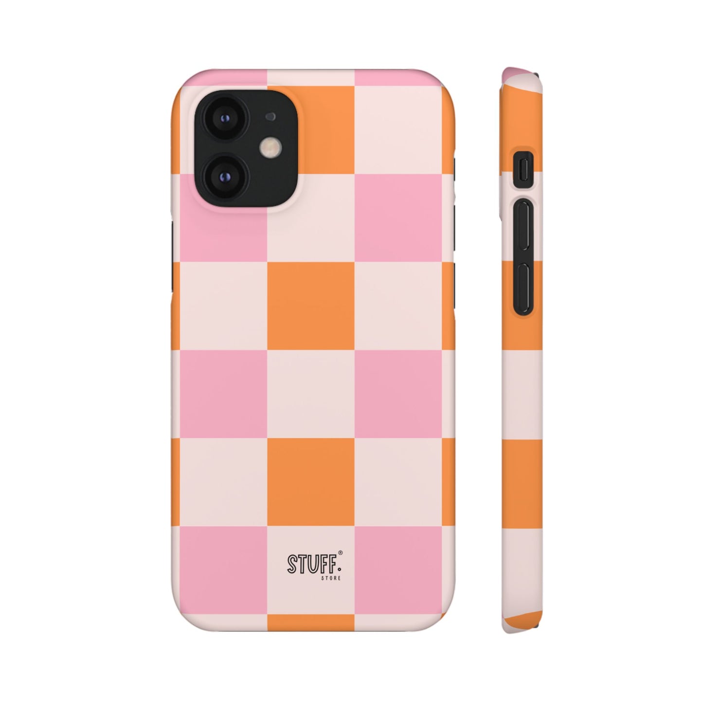 Peachy Case | Coque snap légère et résistante avec Design en Damier - Orange & Rose