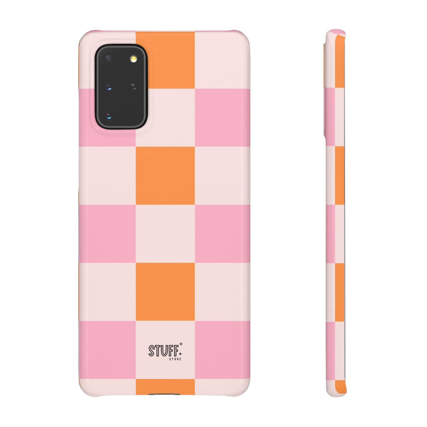 Peachy Case | Coque snap légère et résistante avec Design en Damier - Orange & Rose