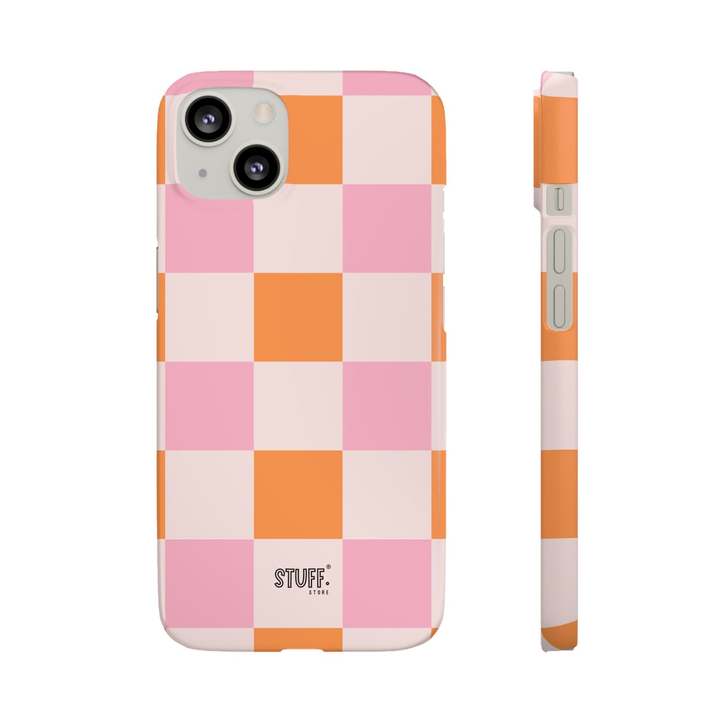 Peachy Case | Coque snap légère et résistante avec Design en Damier - Orange & Rose