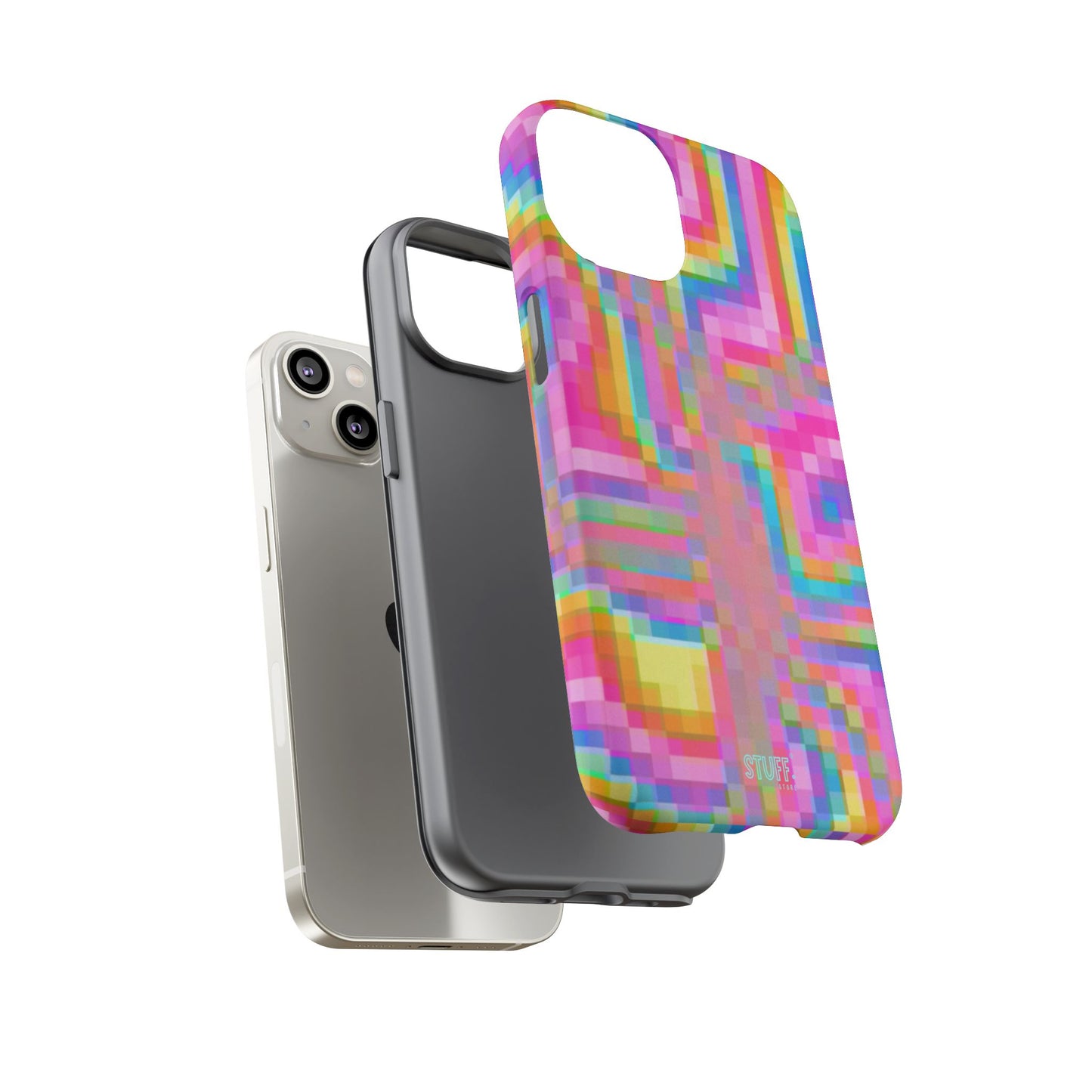 Pixel Case | Coque résistante double protection anti-choc - Motif pixels colorés