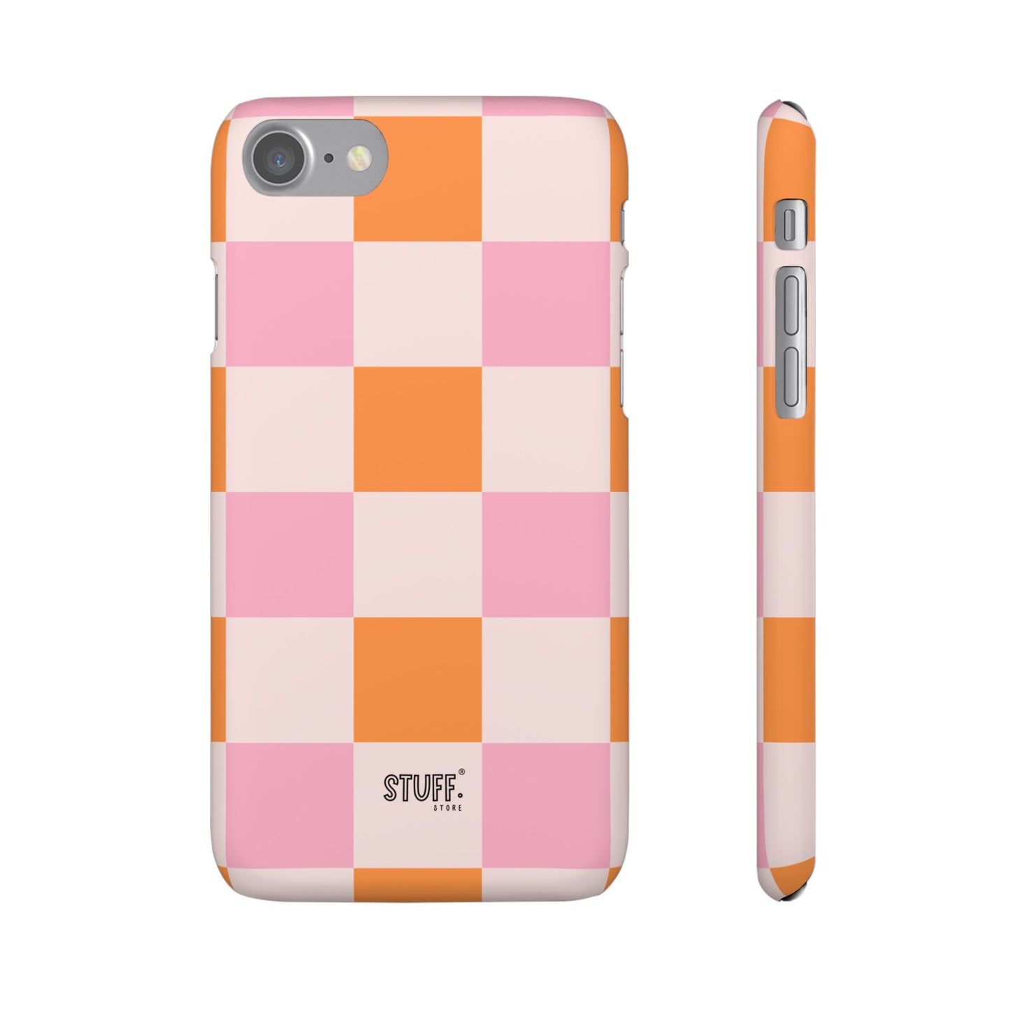 Peachy Case | Coque snap légère et résistante avec Design en Damier - Orange & Rose