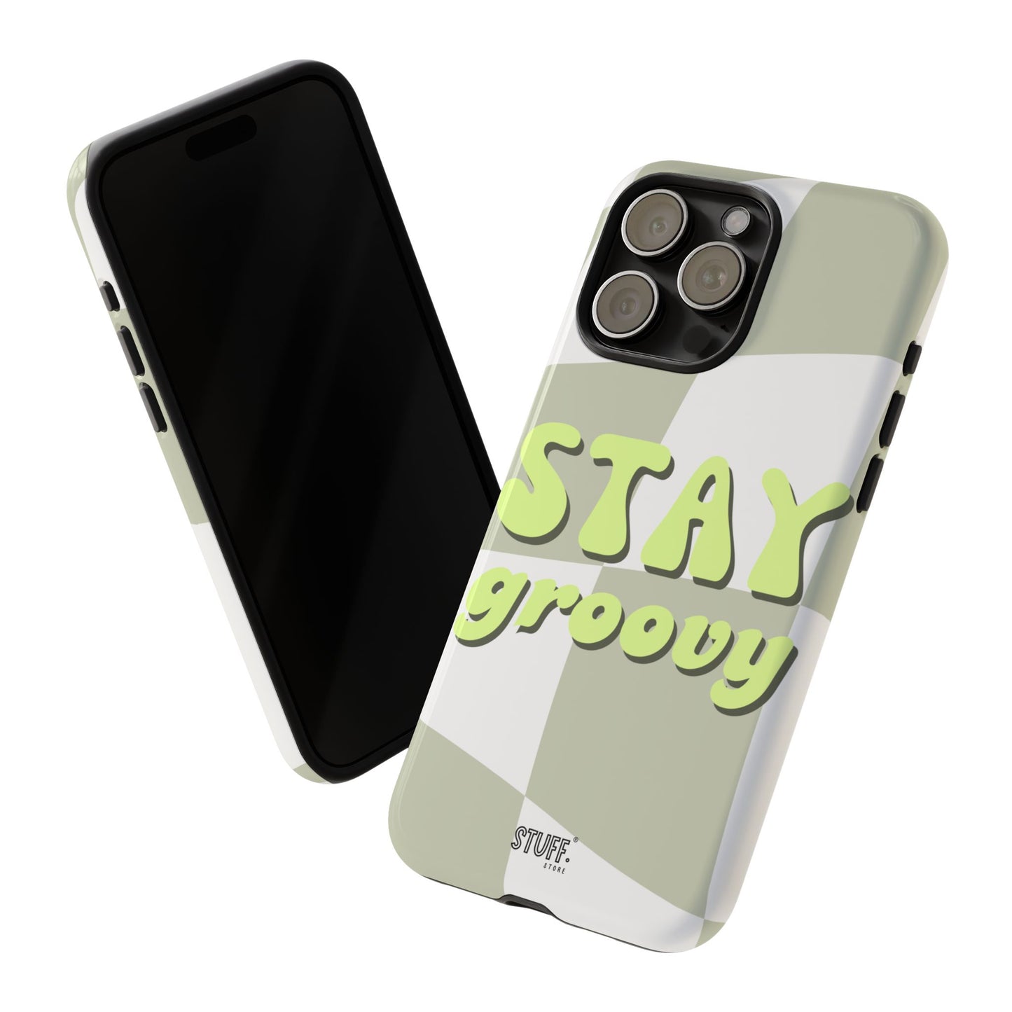 Groovy Case | Coque résistante double protection avec Design Rétro en Damier - Vert