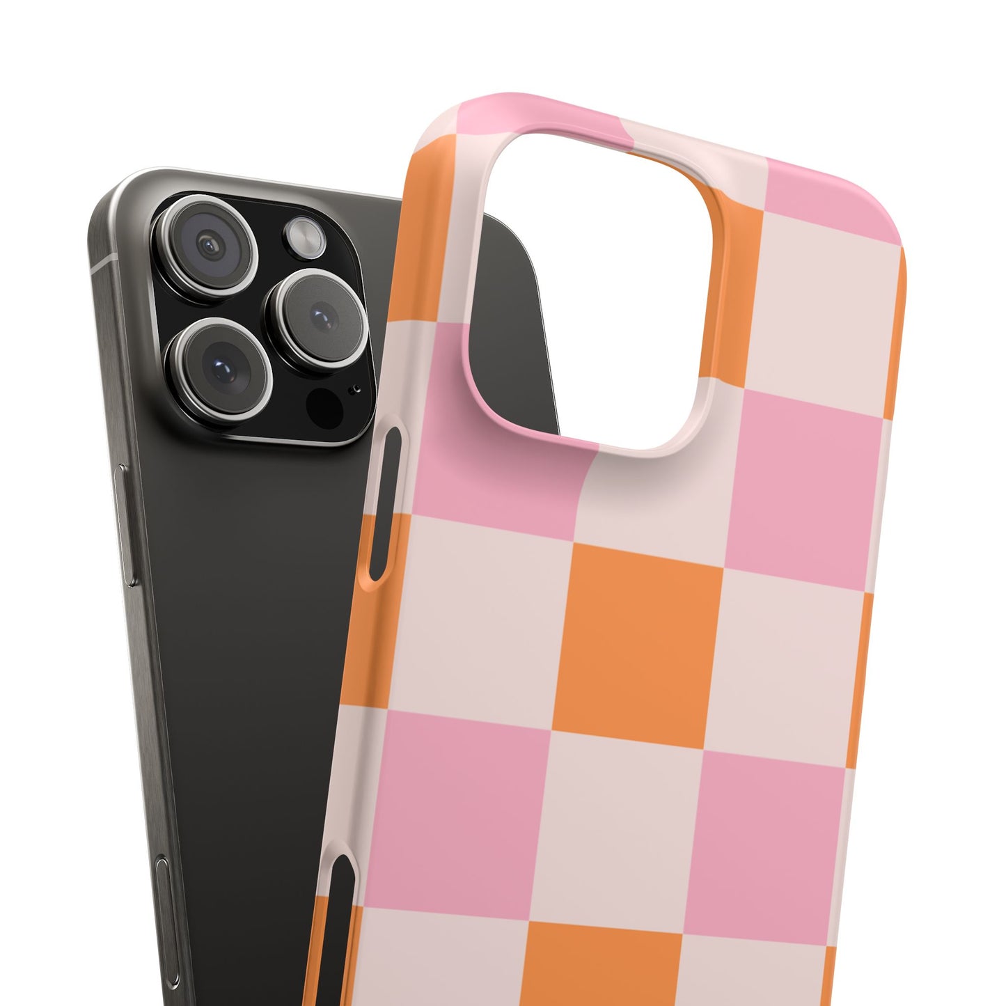 Peachy Case | Coque snap légère et résistante avec Design en Damier - Orange & Rose
