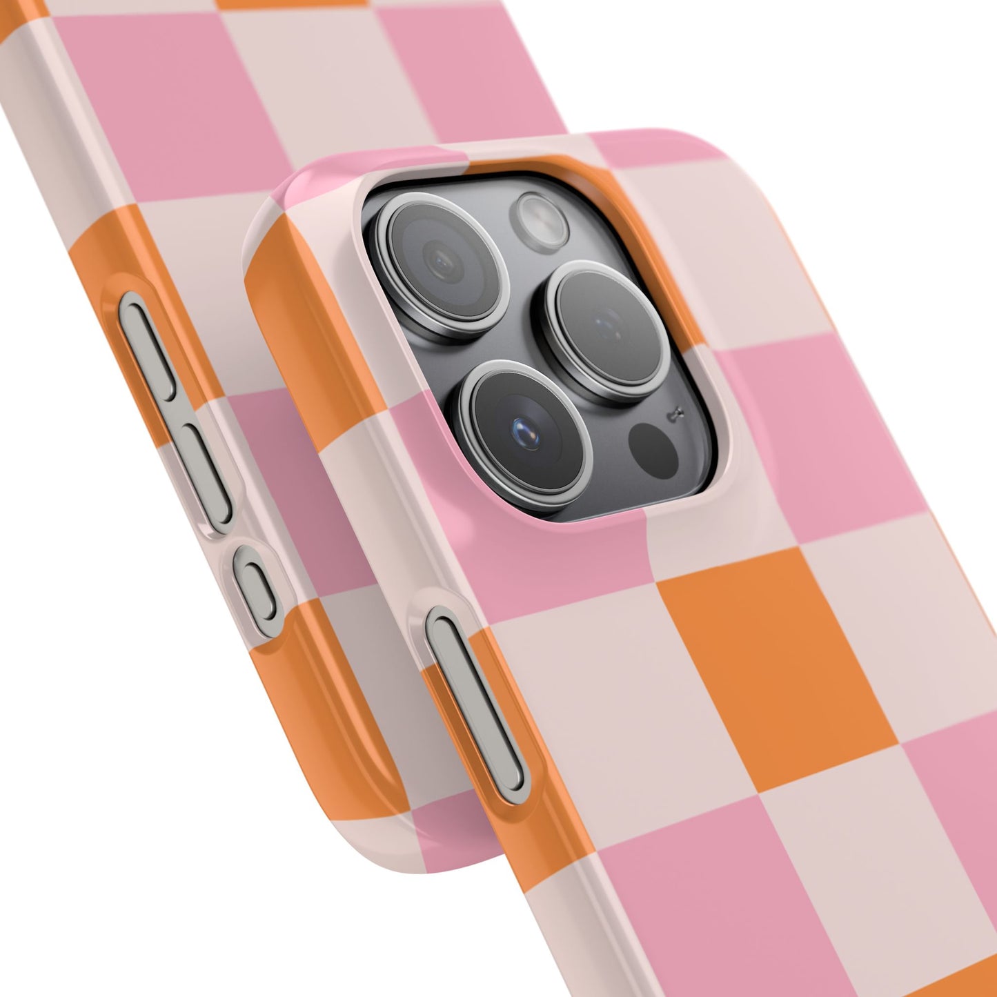 Peachy Case | Coque snap légère et résistante avec Design en Damier - Orange & Rose