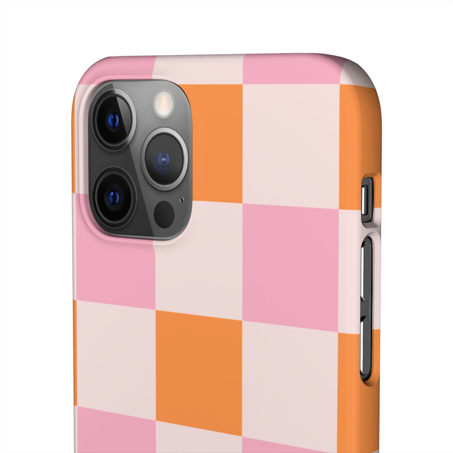 Peachy Case | Coque snap légère et résistante avec Design en Damier - Orange & Rose