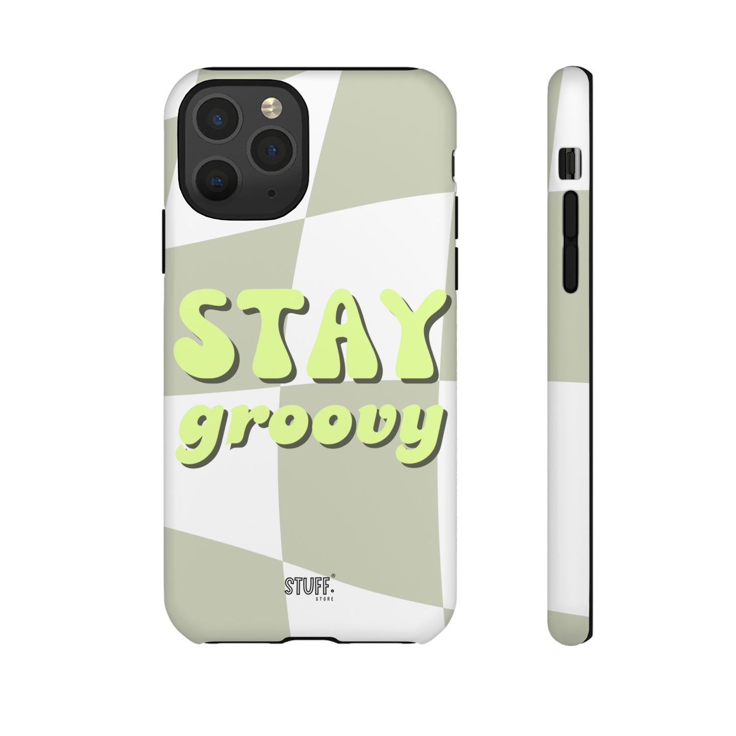 Groovy Case | Coque résistante double protection avec Design Rétro en Damier - Vert