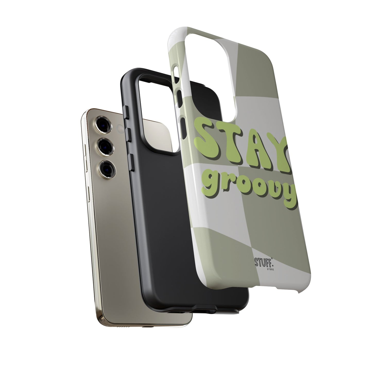 Groovy Case | Coque résistante double protection avec Design Rétro en Damier - Vert