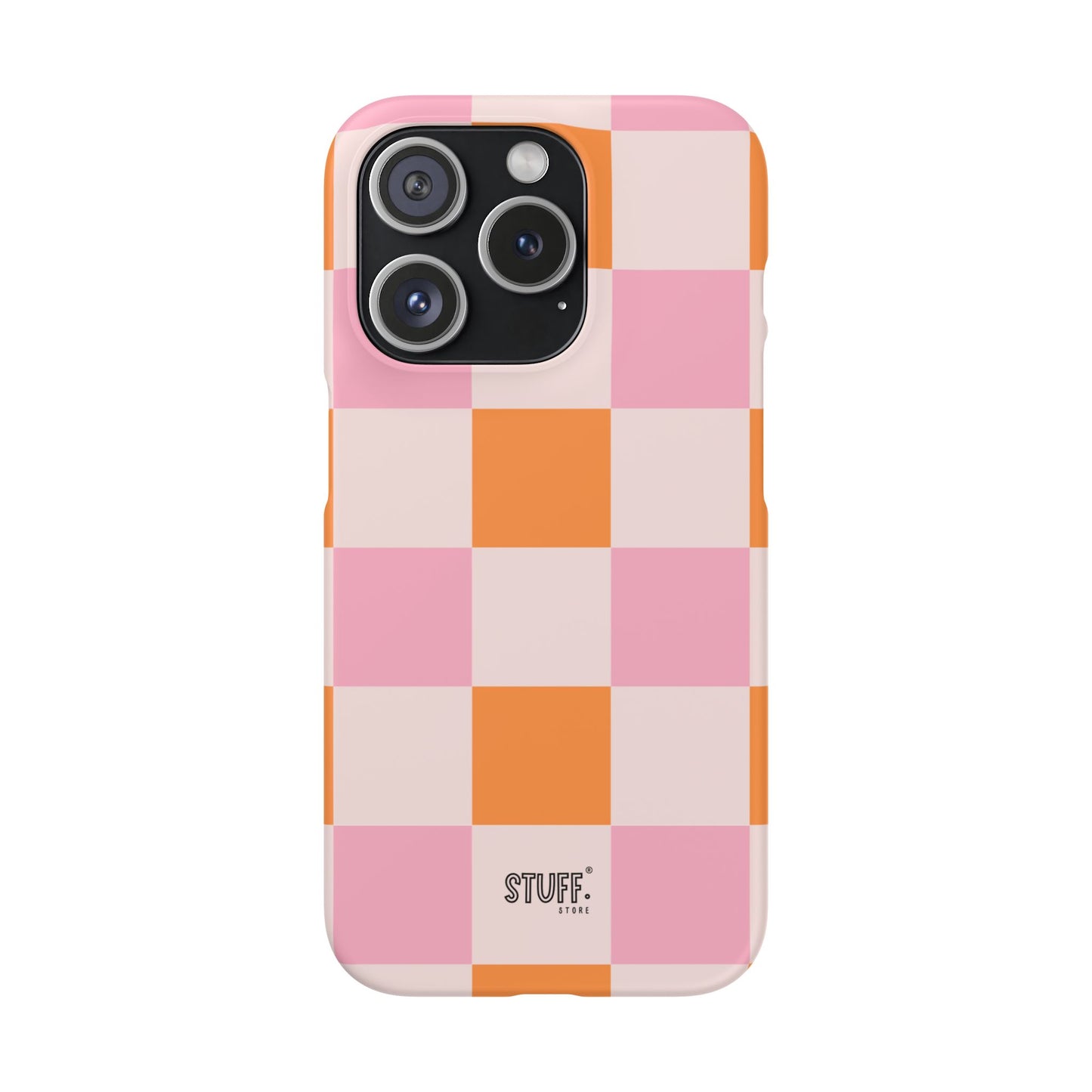 Peachy Case | Coque snap légère et résistante avec Design en Damier - Orange & Rose