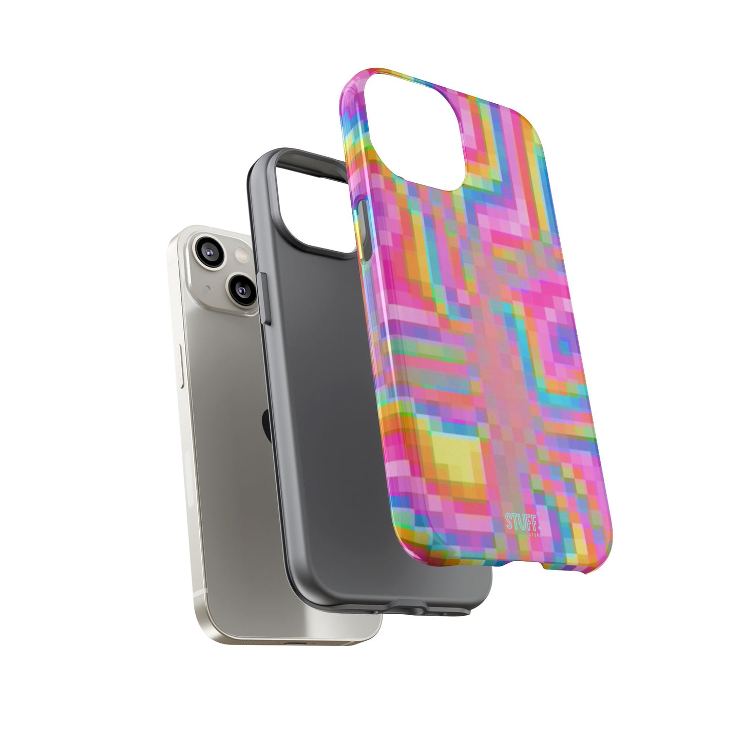Pixel Case | Coque résistante double protection anti-choc - Motif pixels colorés