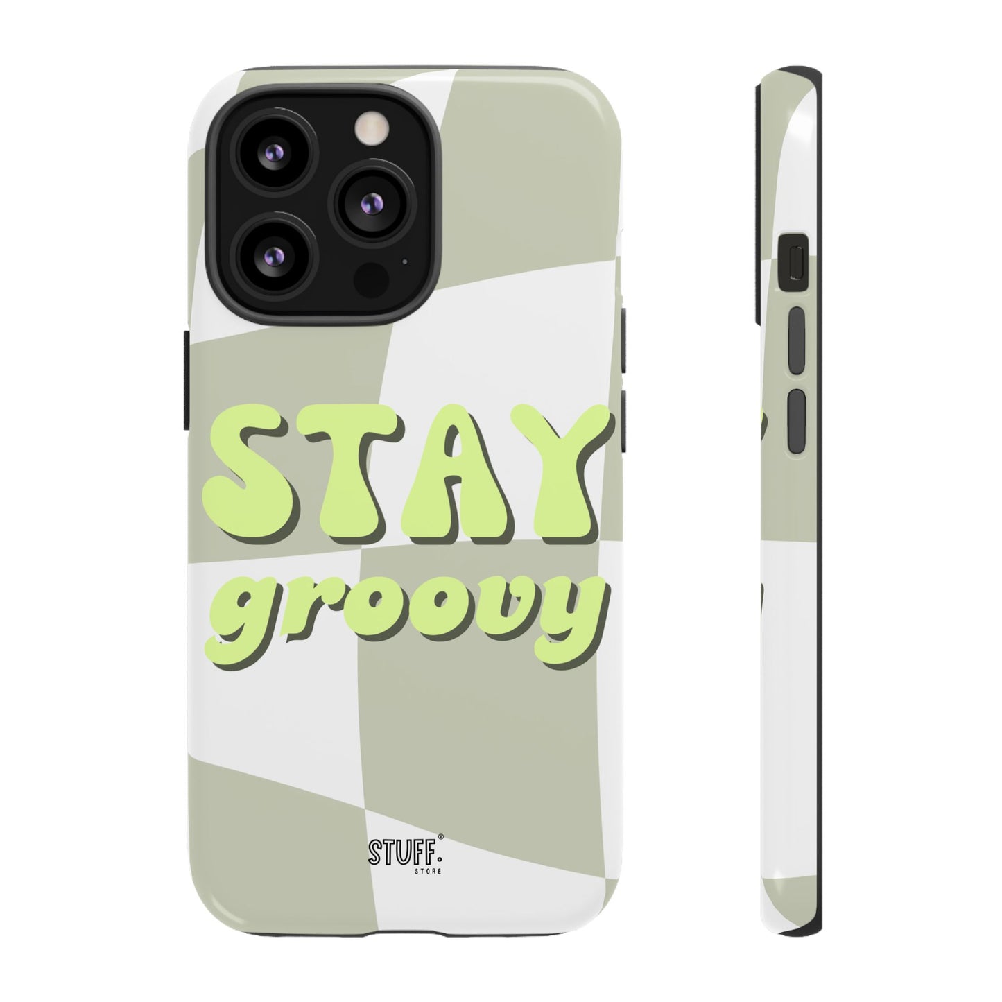 Groovy Case | Coque résistante double protection avec Design Rétro en Damier - Vert