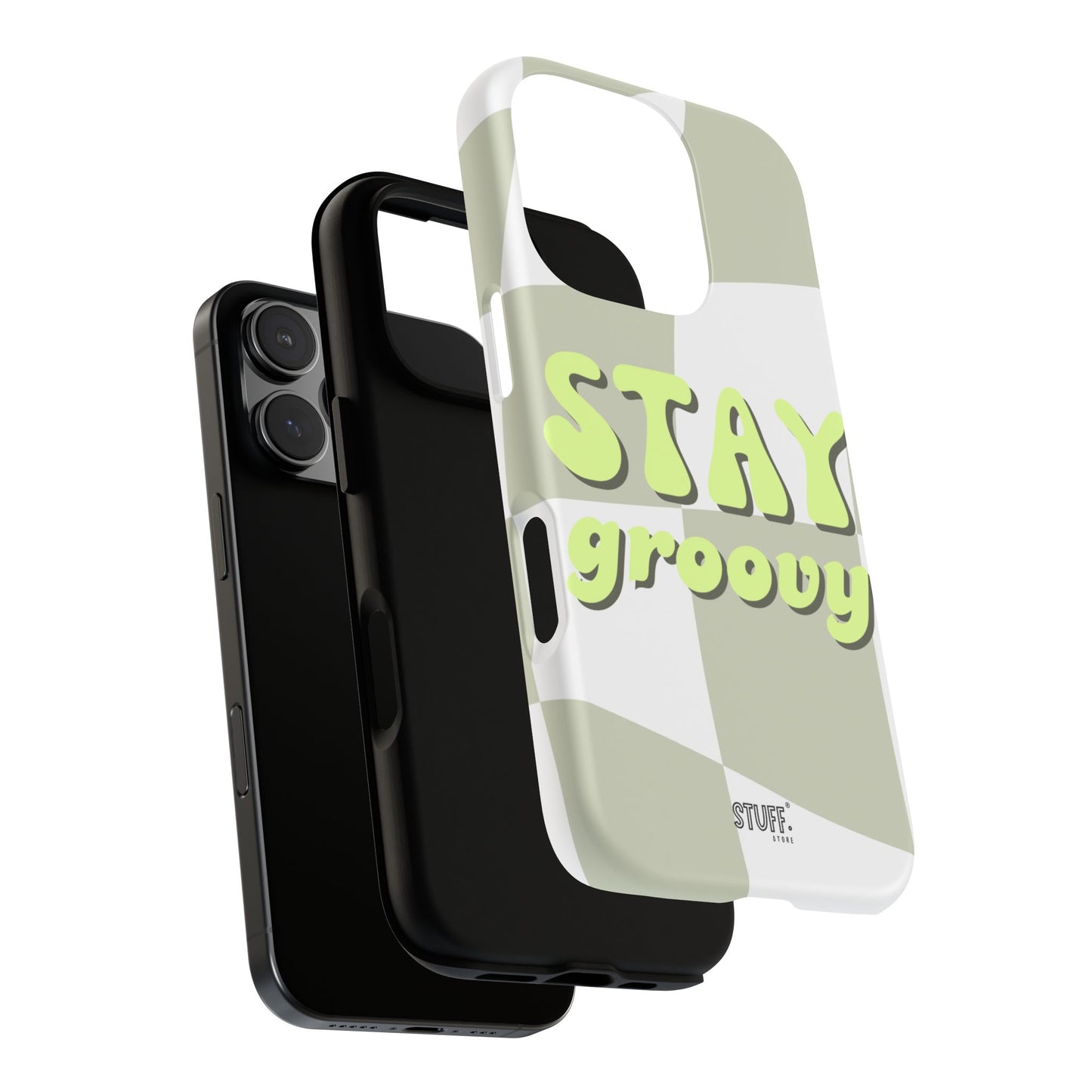 Groovy Case | Coque résistante double protection avec Design Rétro en Damier - Vert