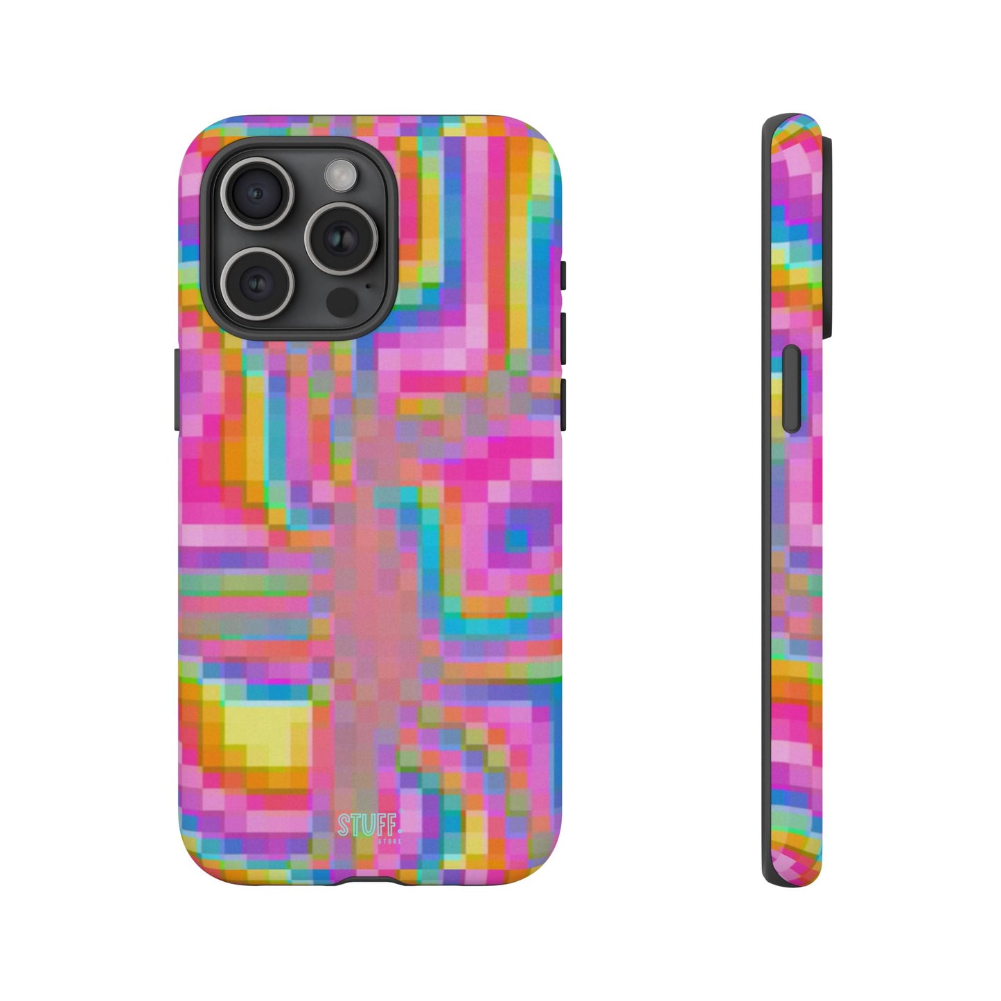 Pixel Case | Coque résistante double protection anti-choc - Motif pixels colorés