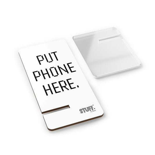Support téléphone bureau “Put Phone Here” | Design fun & minimaliste