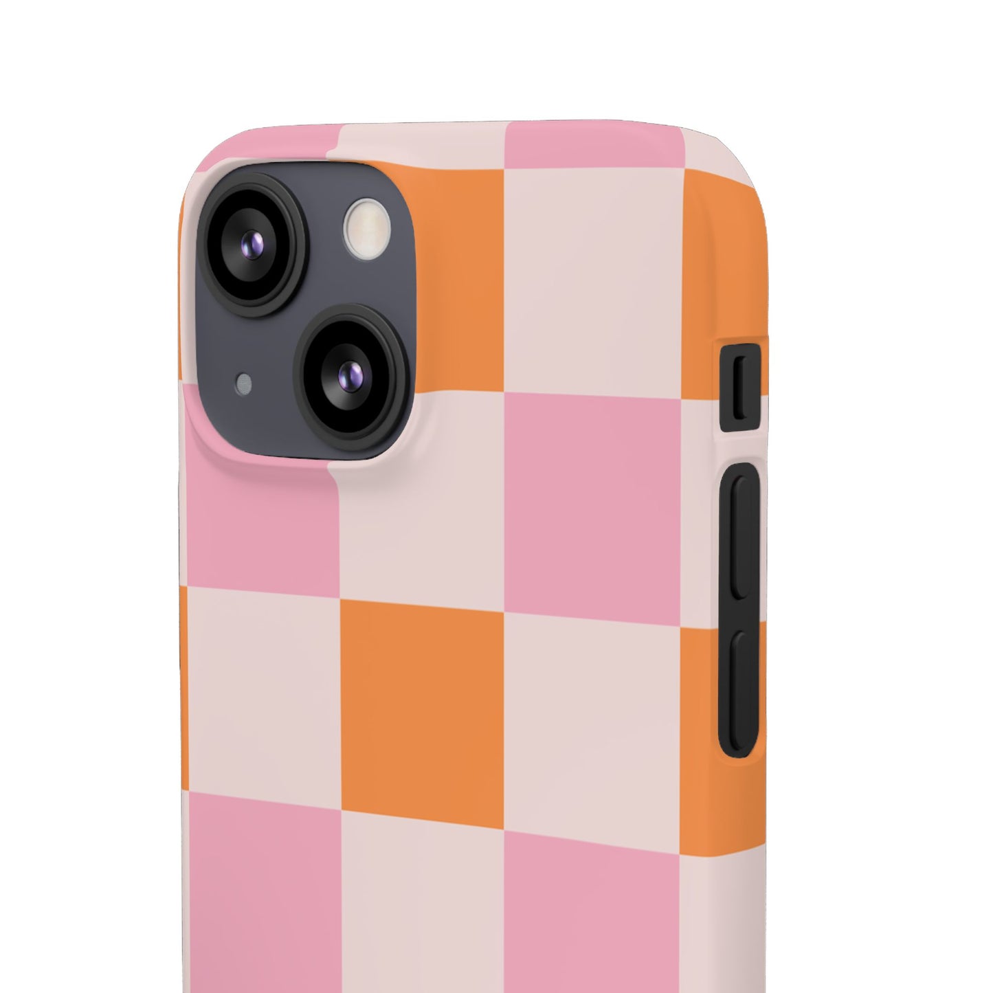 Peachy Case | Coque snap légère et résistante avec Design en Damier - Orange & Rose