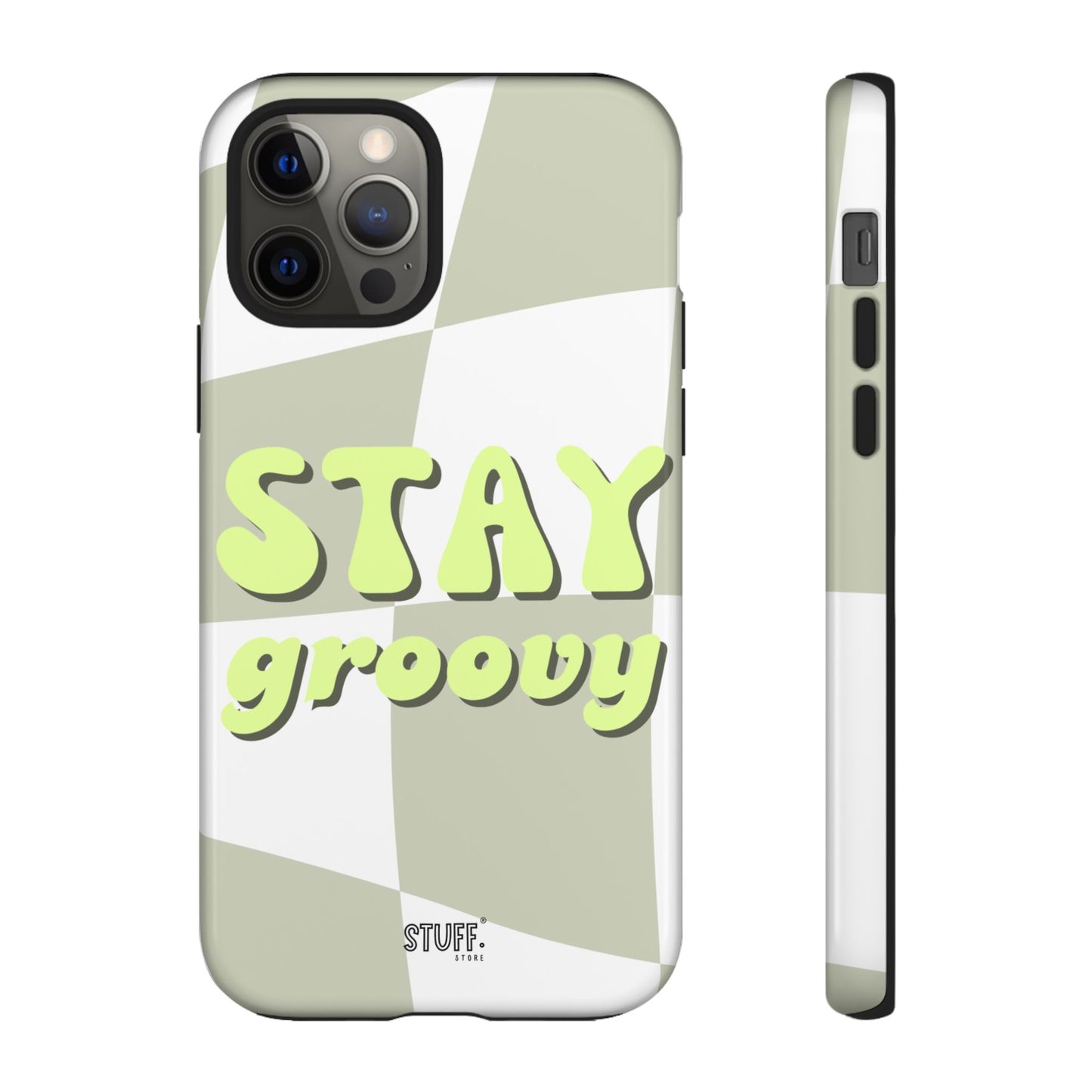 Groovy Case | Coque résistante double protection avec Design Rétro en Damier - Vert