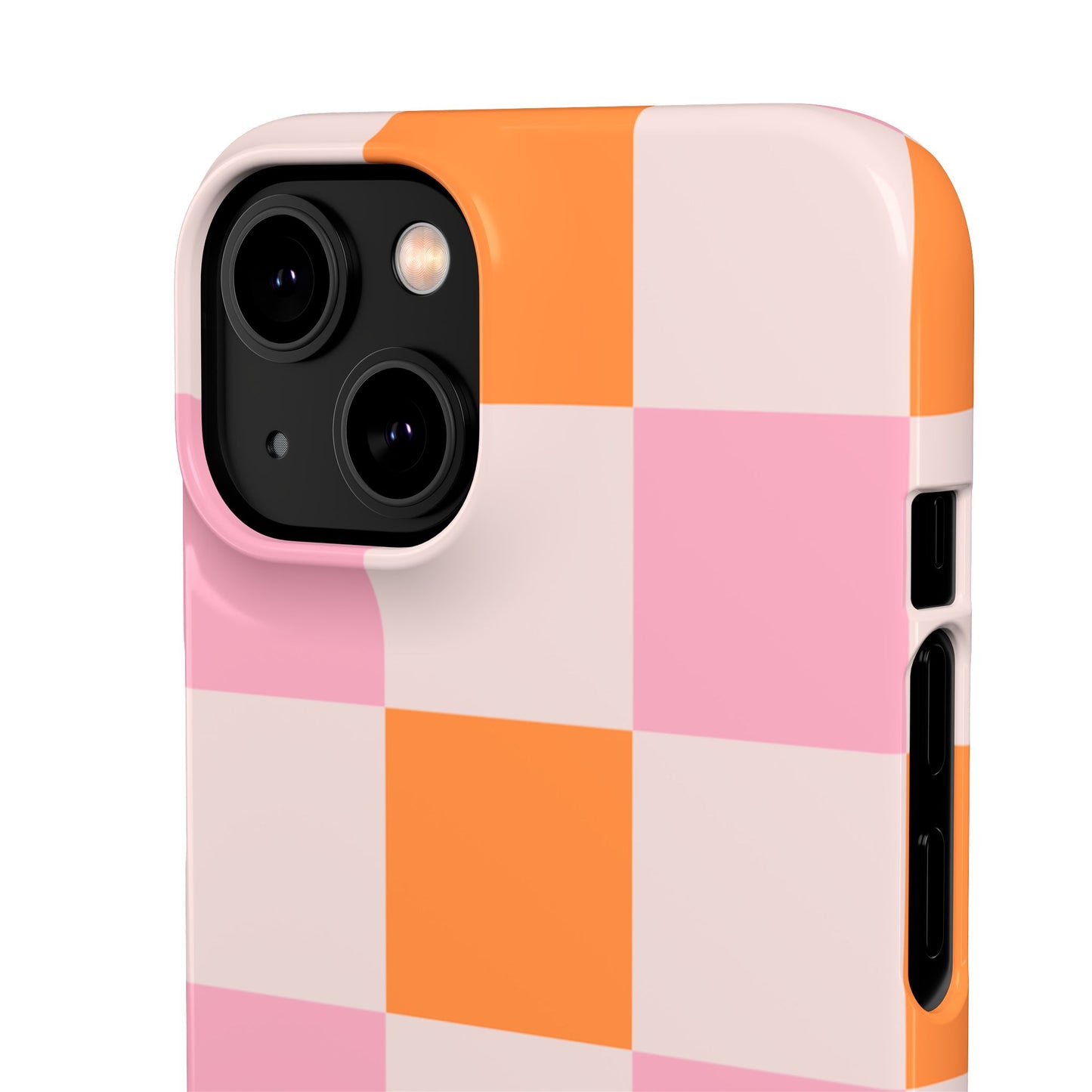 Peachy Case | Coque snap légère et résistante avec Design en Damier - Orange & Rose