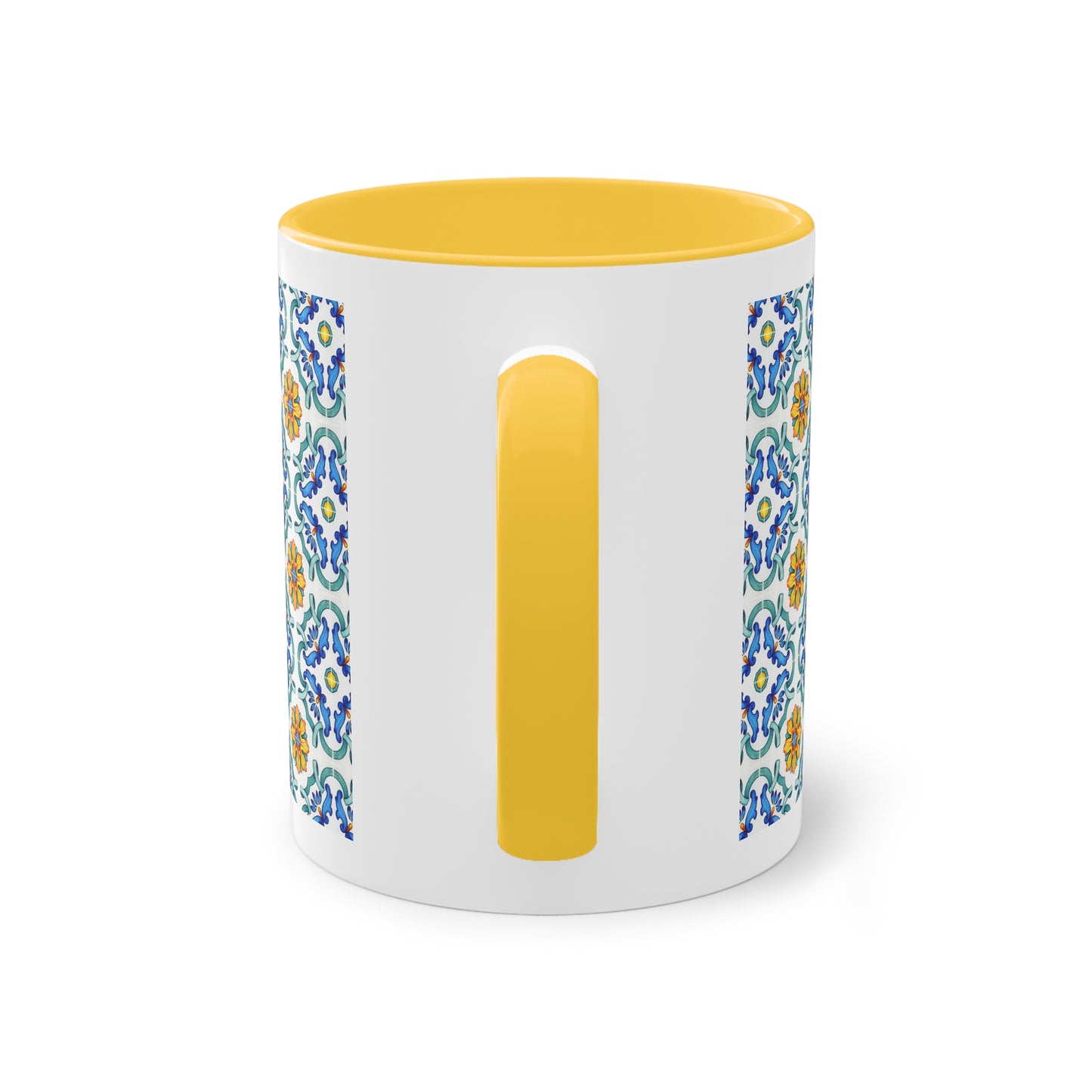 Azulejos Cup | Mug bicolore en céramique avec motif mosaïque méditerranéen – 330ml