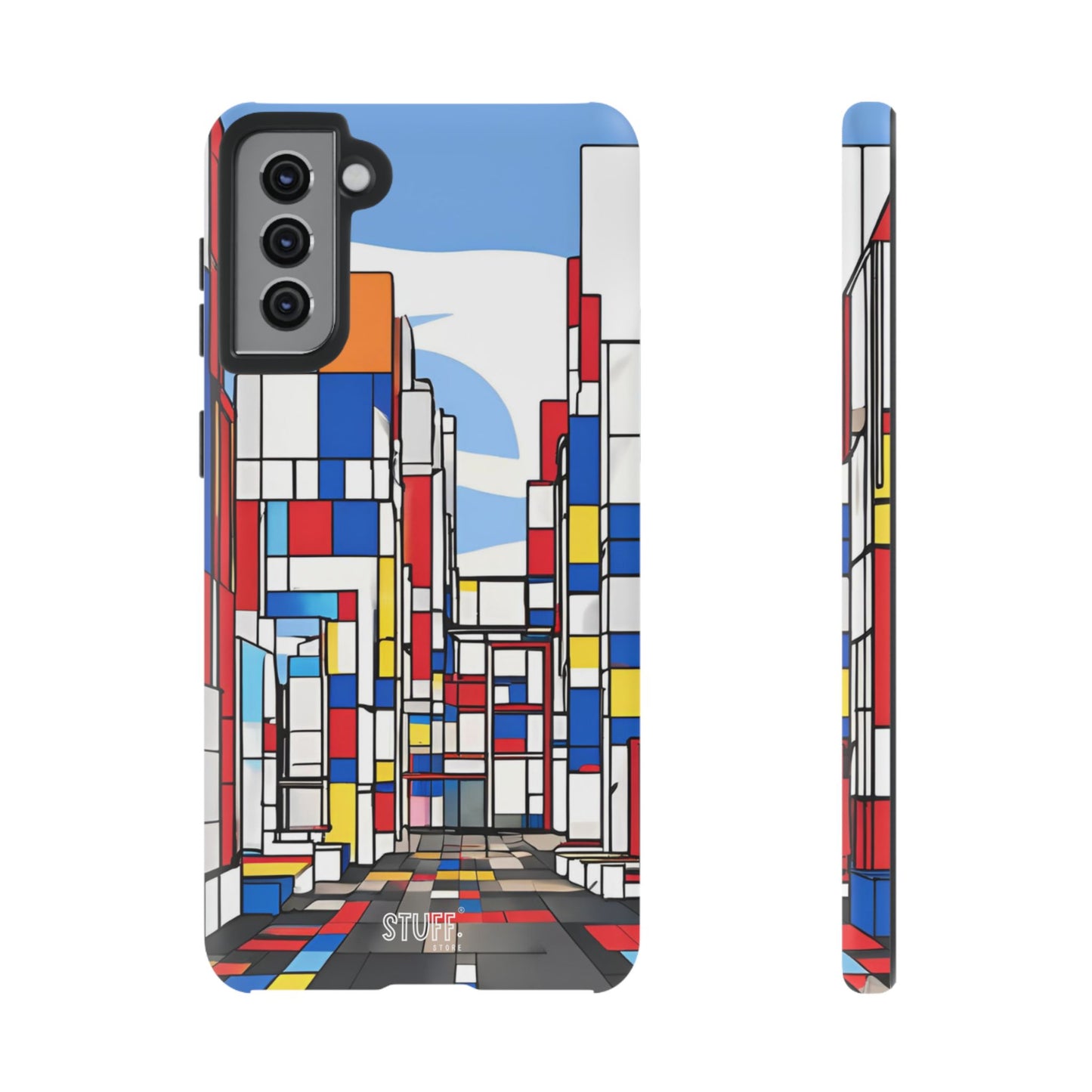 Square City | Coque résistante double protection - inspiration Mondrian