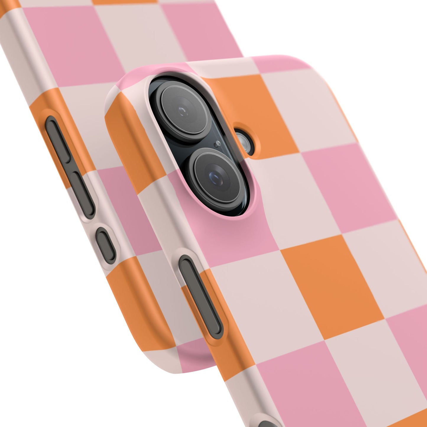 Peachy Case | Coque snap légère et résistante avec Design en Damier - Orange & Rose
