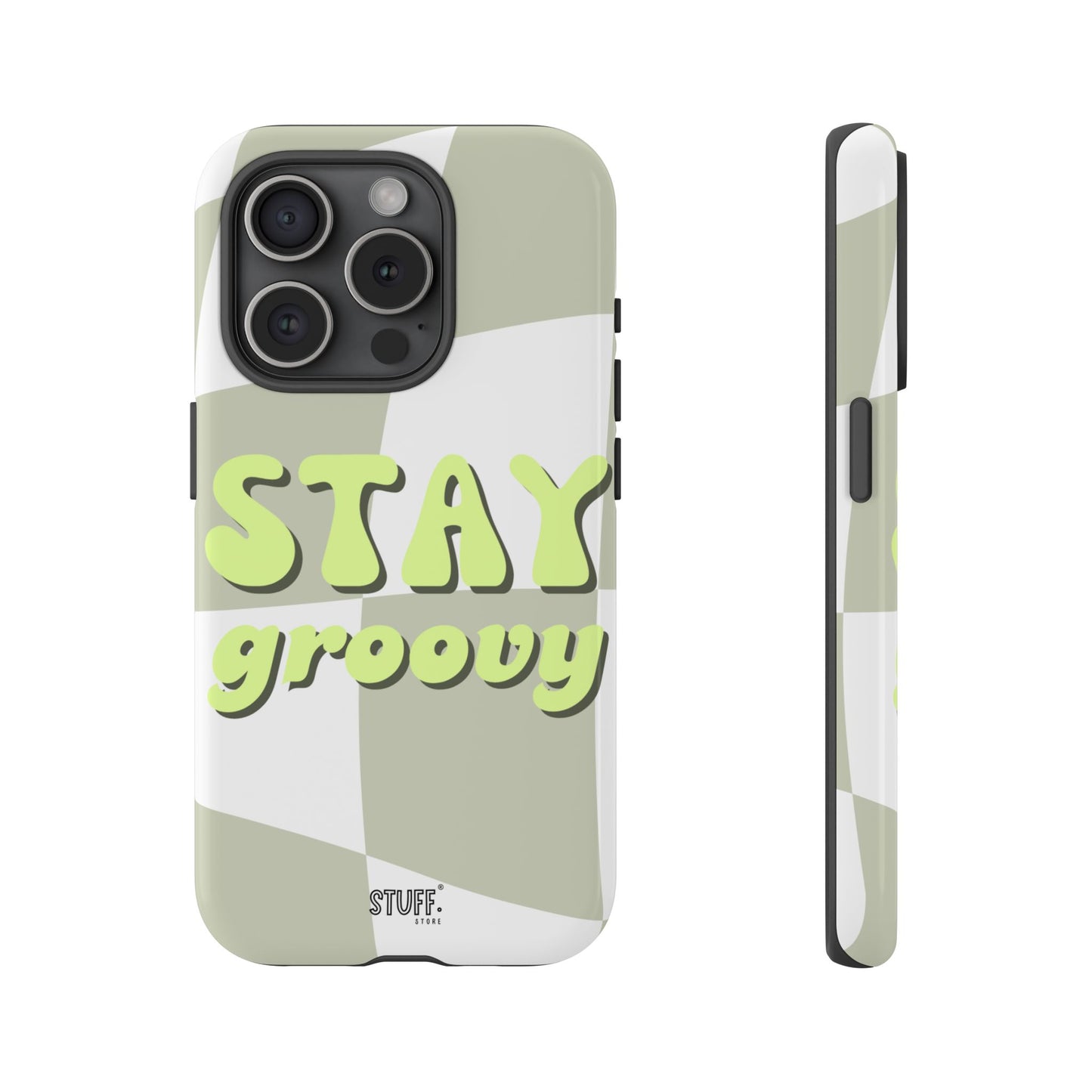 Groovy Case | Coque résistante double protection avec Design Rétro en Damier - Vert
