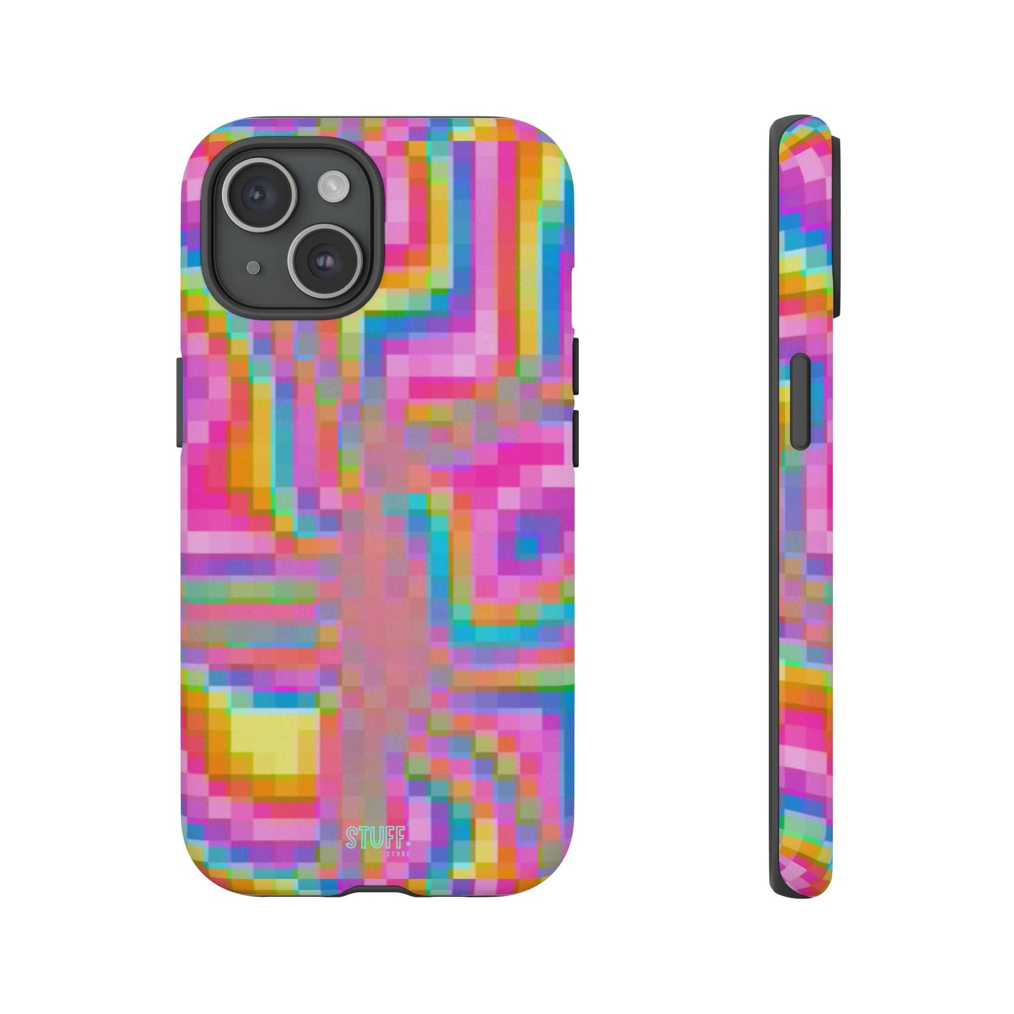 Pixel Case | Coque résistante double protection anti-choc - Motif pixels colorés