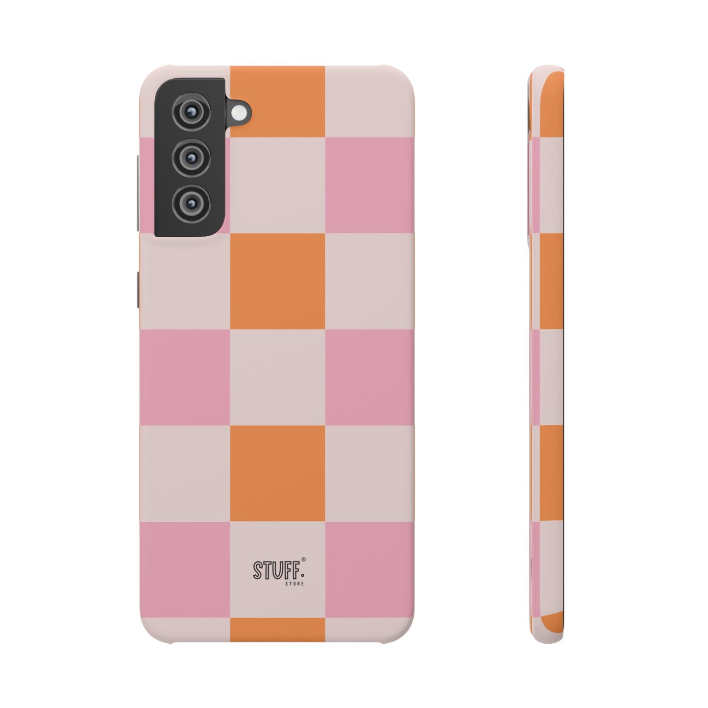 Peachy Case | Coque snap légère et résistante avec Design en Damier - Orange & Rose