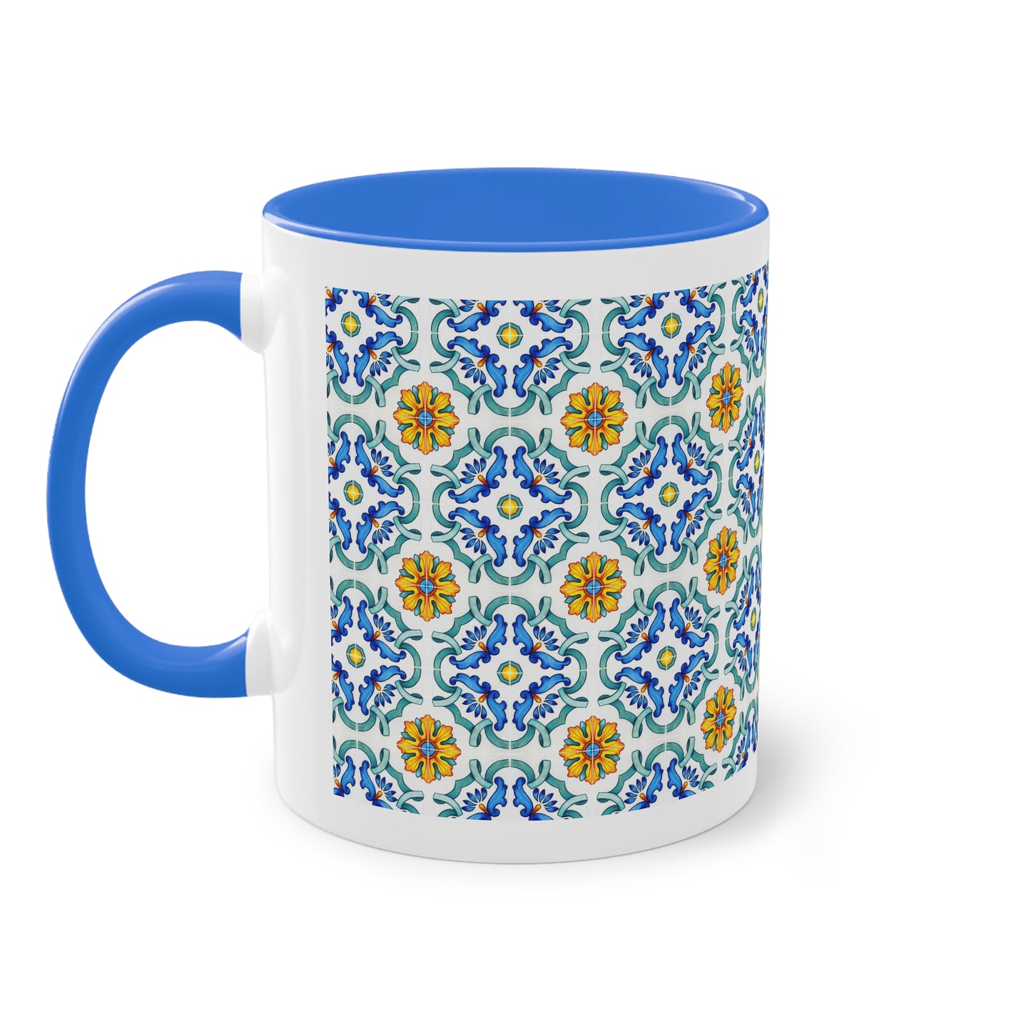Azulejos Cup | Mug bicolore en céramique avec motif mosaïque méditerranéen – 330ml