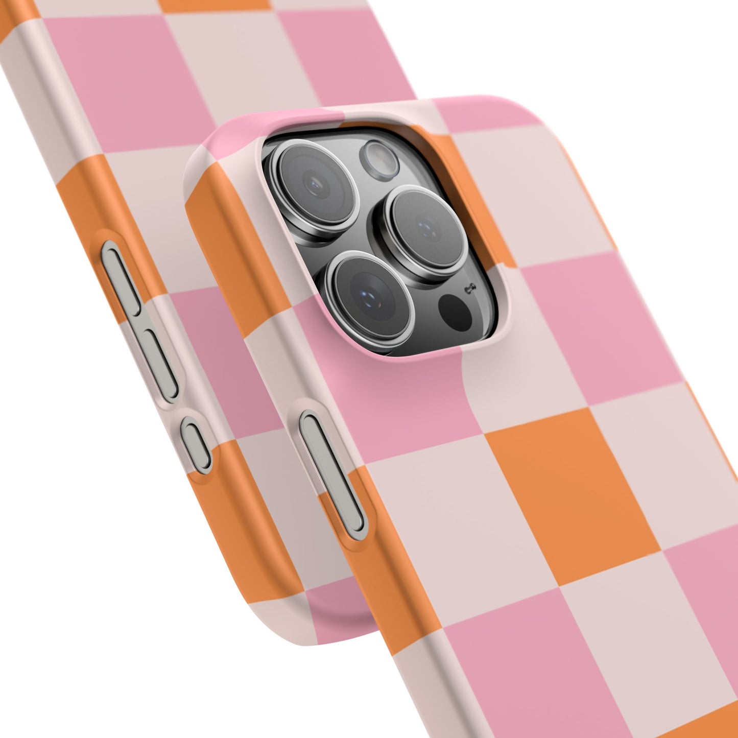 Peachy Case | Coque snap légère et résistante avec Design en Damier - Orange & Rose