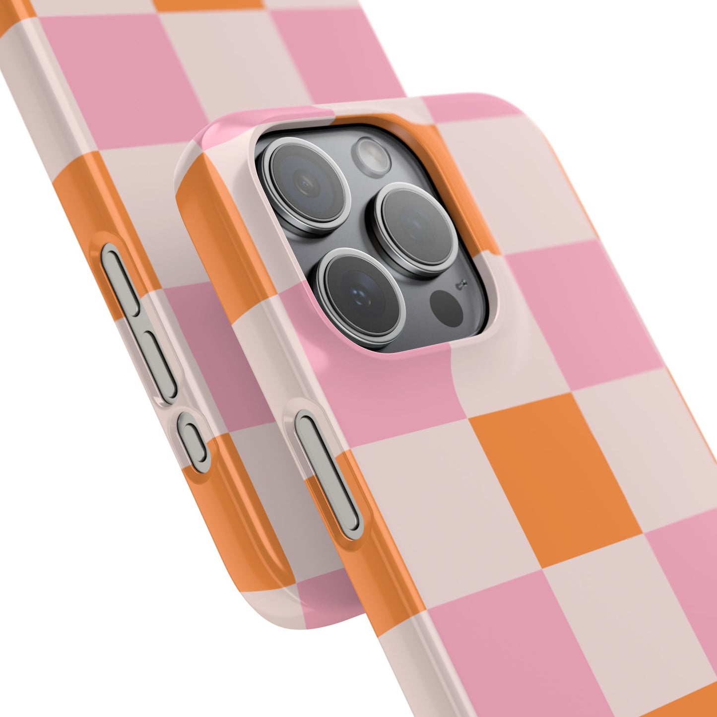 Peachy Case | Coque snap légère et résistante avec Design en Damier - Orange & Rose