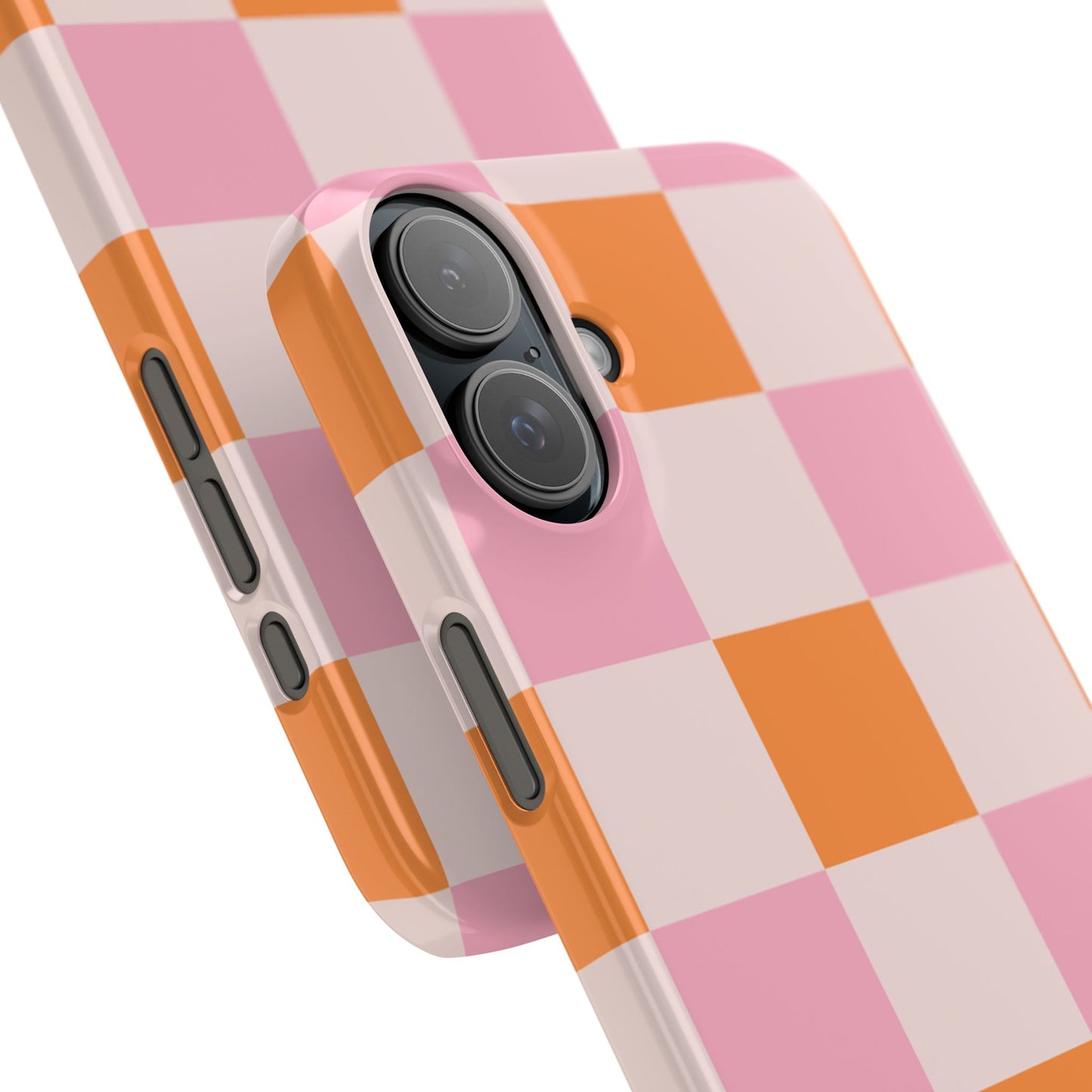 Peachy Case | Coque snap légère et résistante avec Design en Damier - Orange & Rose