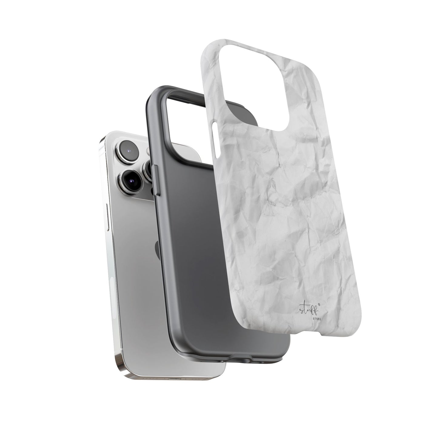 Crinkled Case | Coque résistante double protection anti-choc Effet Papier Froissé Mat