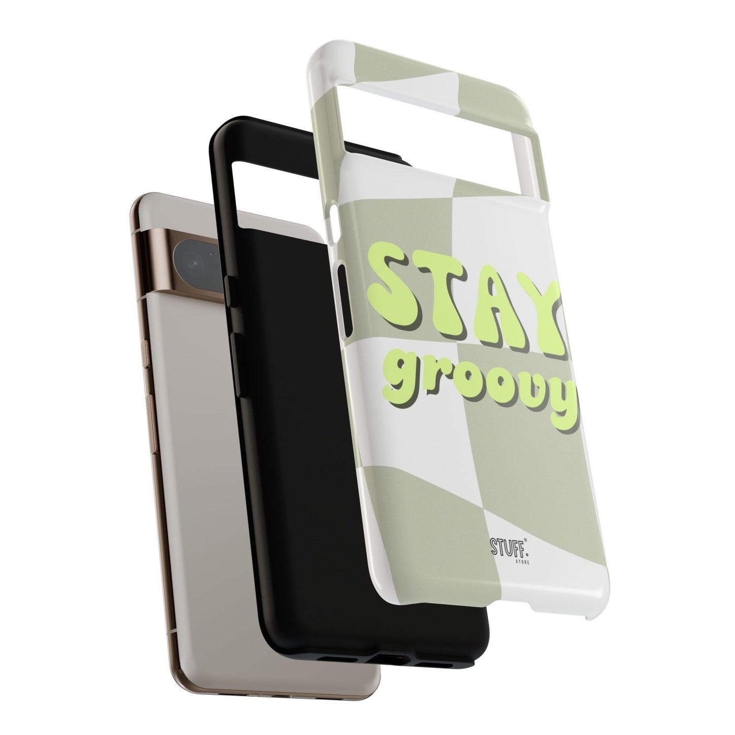 Groovy Case | Coque résistante double protection avec Design Rétro en Damier - Vert