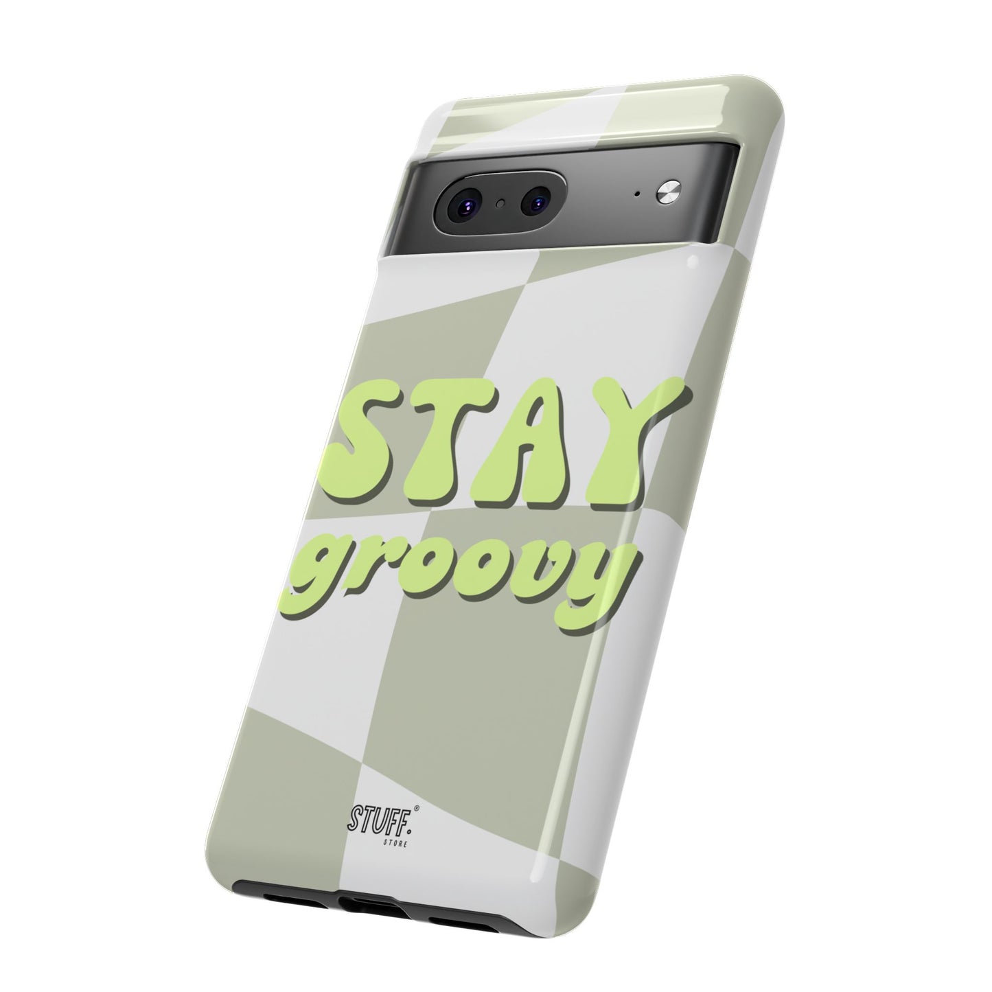 Groovy Case | Coque résistante double protection avec Design Rétro en Damier - Vert