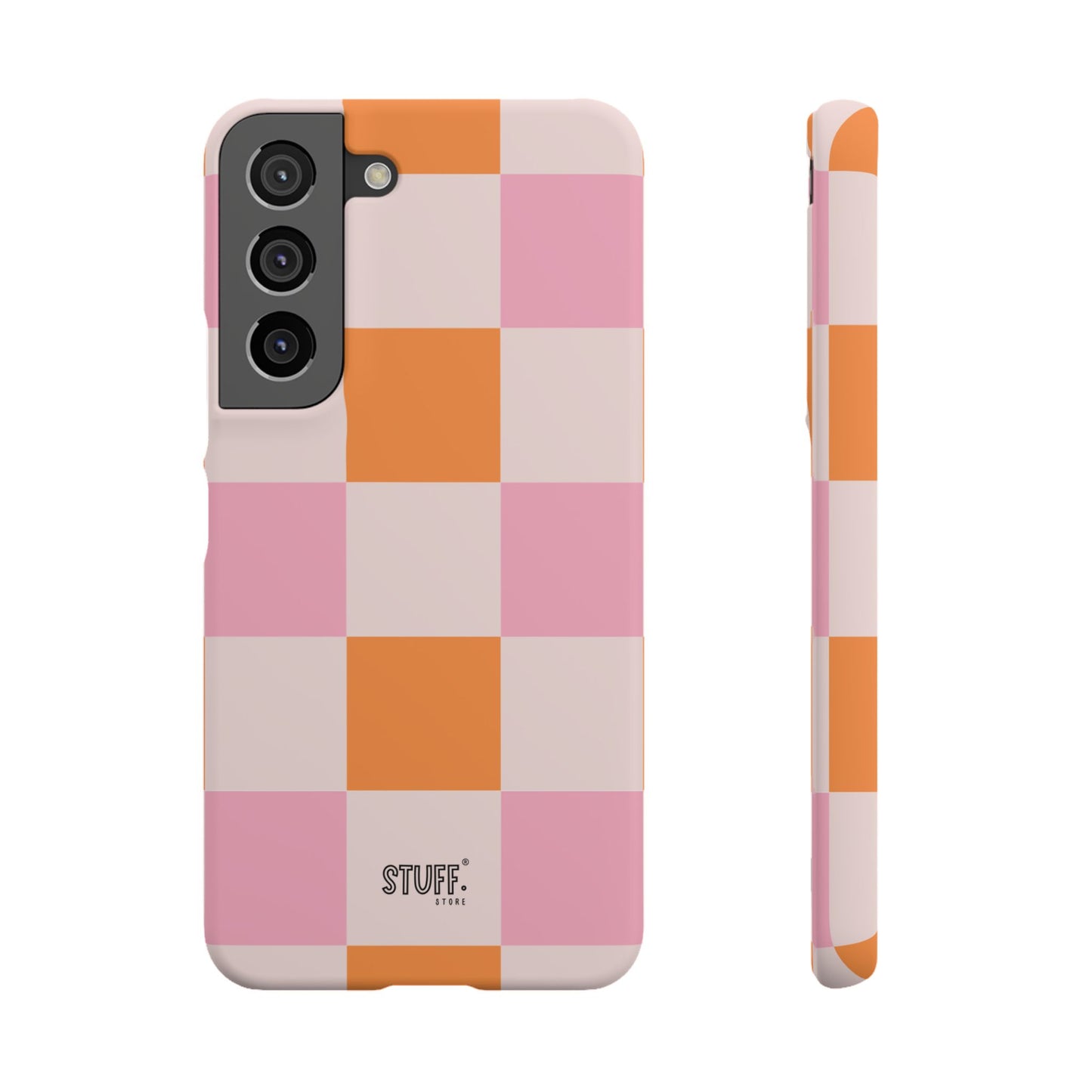 Peachy Case | Coque snap légère et résistante avec Design en Damier - Orange & Rose