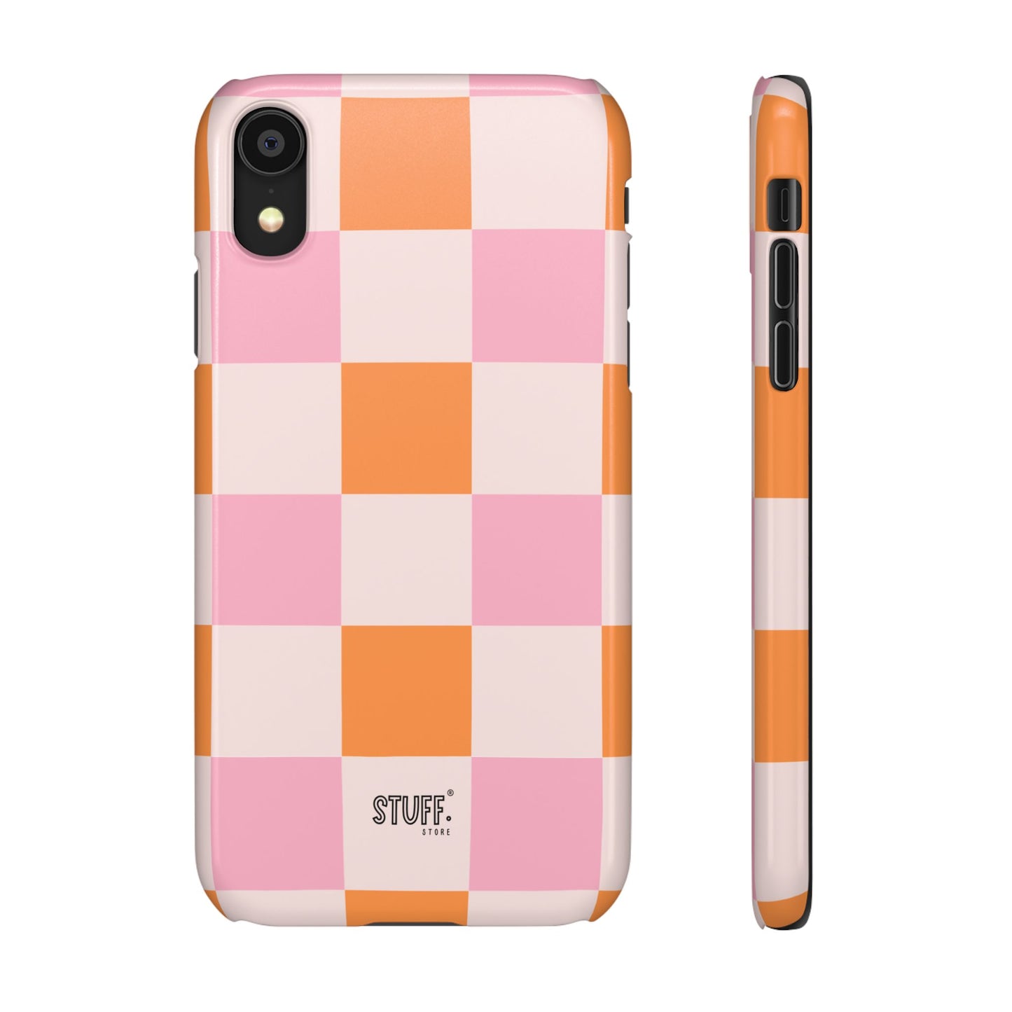 Peachy Case | Coque snap légère et résistante avec Design en Damier - Orange & Rose