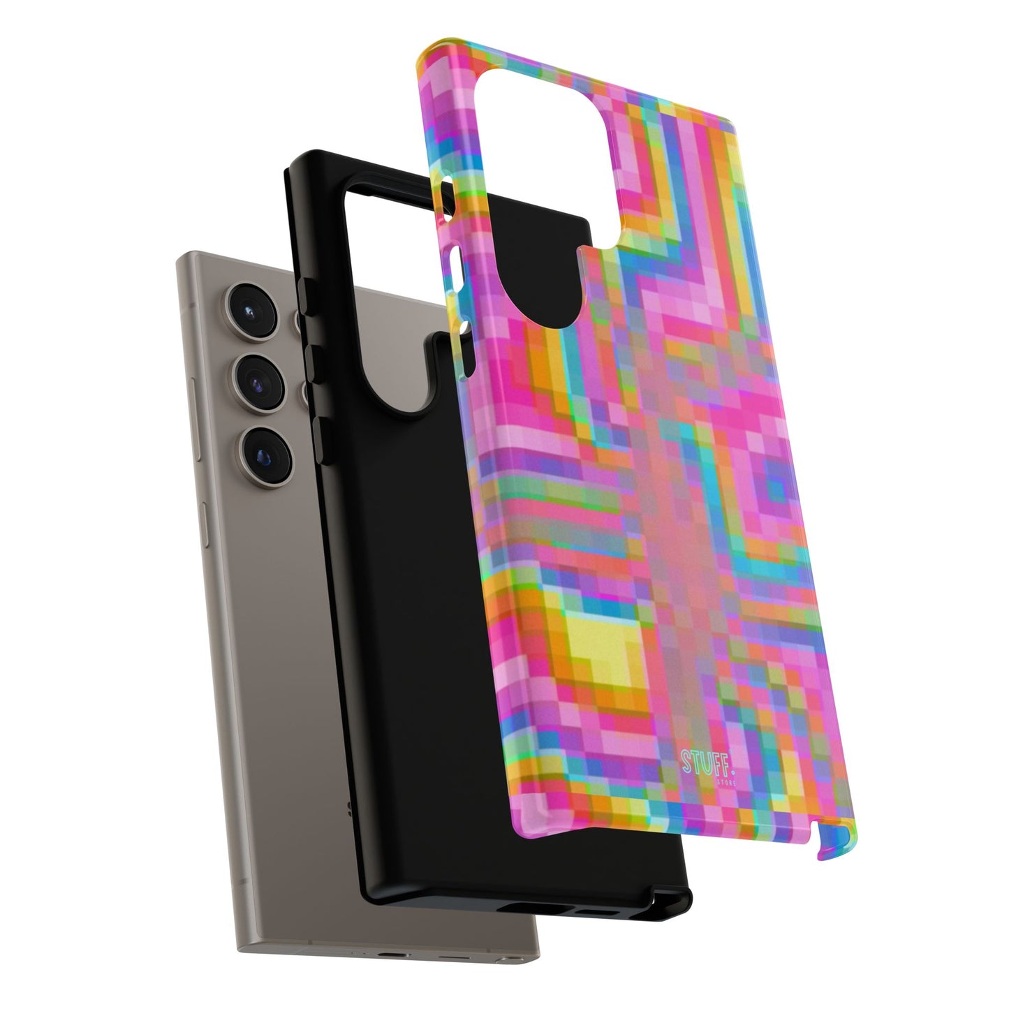 Pixel Case | Coque résistante double protection anti-choc - Motif pixels colorés